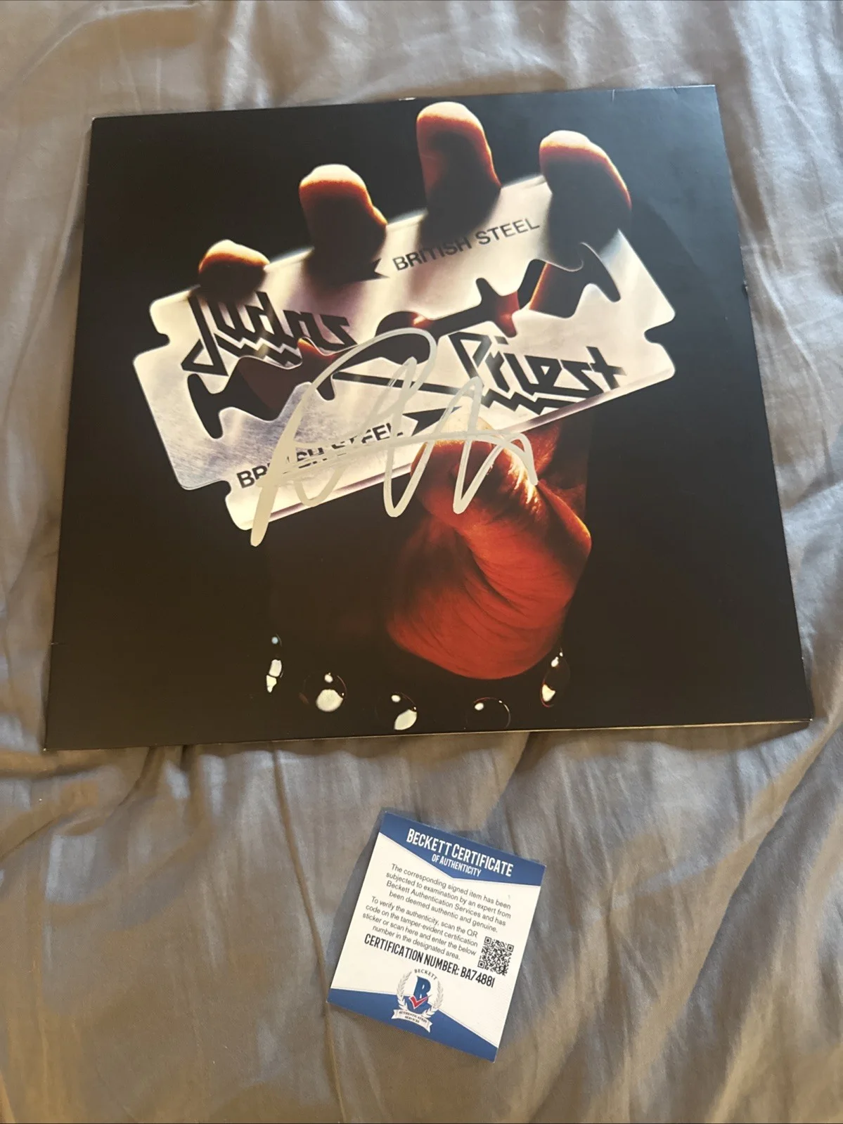 ROB HALFORD SIGNED JUDAS PRIEST BRITISH STEEL RECORD VINYL ALBUM 1 BECKETT COA, изображение 3
