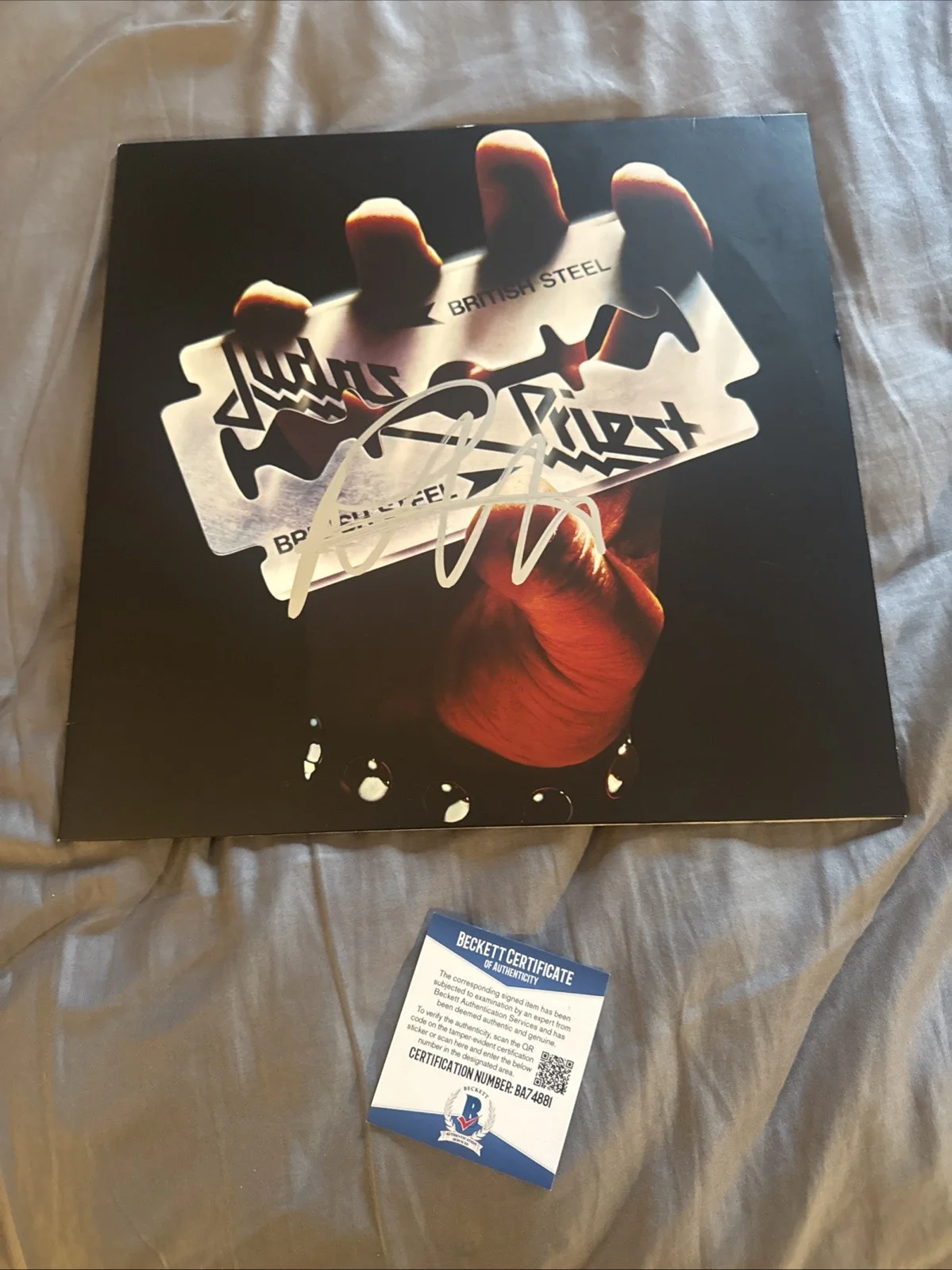ROB HALFORD SIGNED JUDAS PRIEST BRITISH STEEL RECORD VINYL ALBUM 1 BECKETT COA, изображение 4