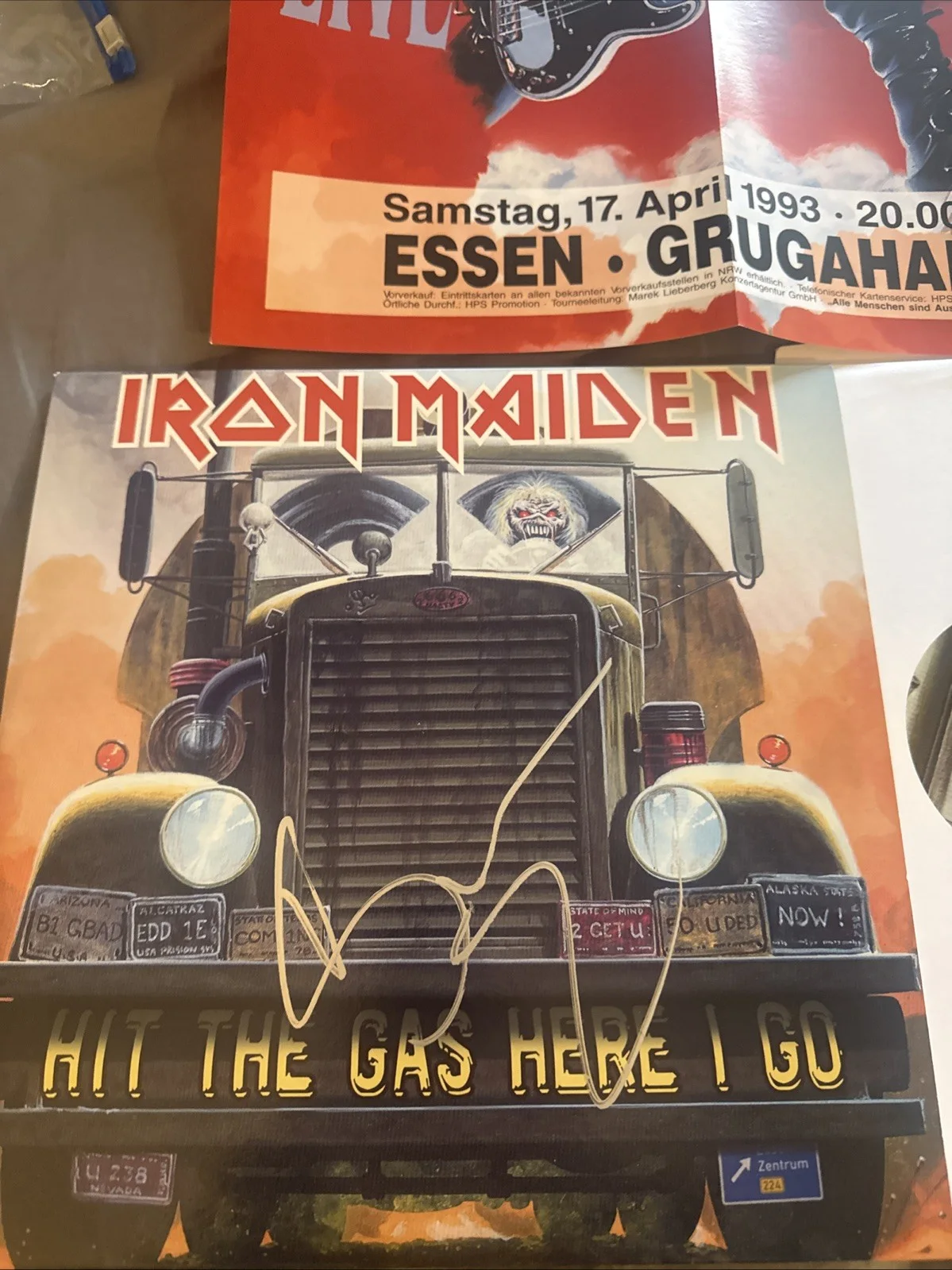 Bruce Dickinson Iron Maiden Signed Autographed Album Hit The Gas Here I Go JSA, image 2