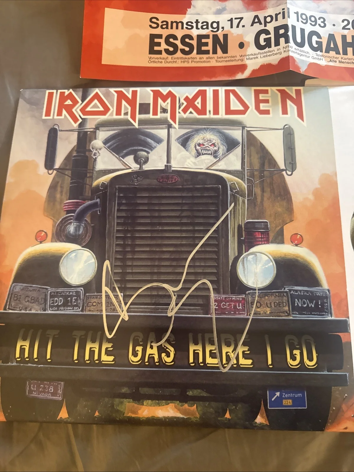 Bruce Dickinson Iron Maiden Signed Autographed Album Hit The Gas Here I Go JSA, image 5