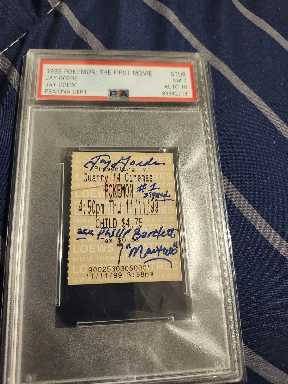 JAY GOEDE — POKEMON THE FIRST MOVIE Stub JAY GOEDE Signed Autograph Auto 10 Sketch 1st Sign, изображение 4