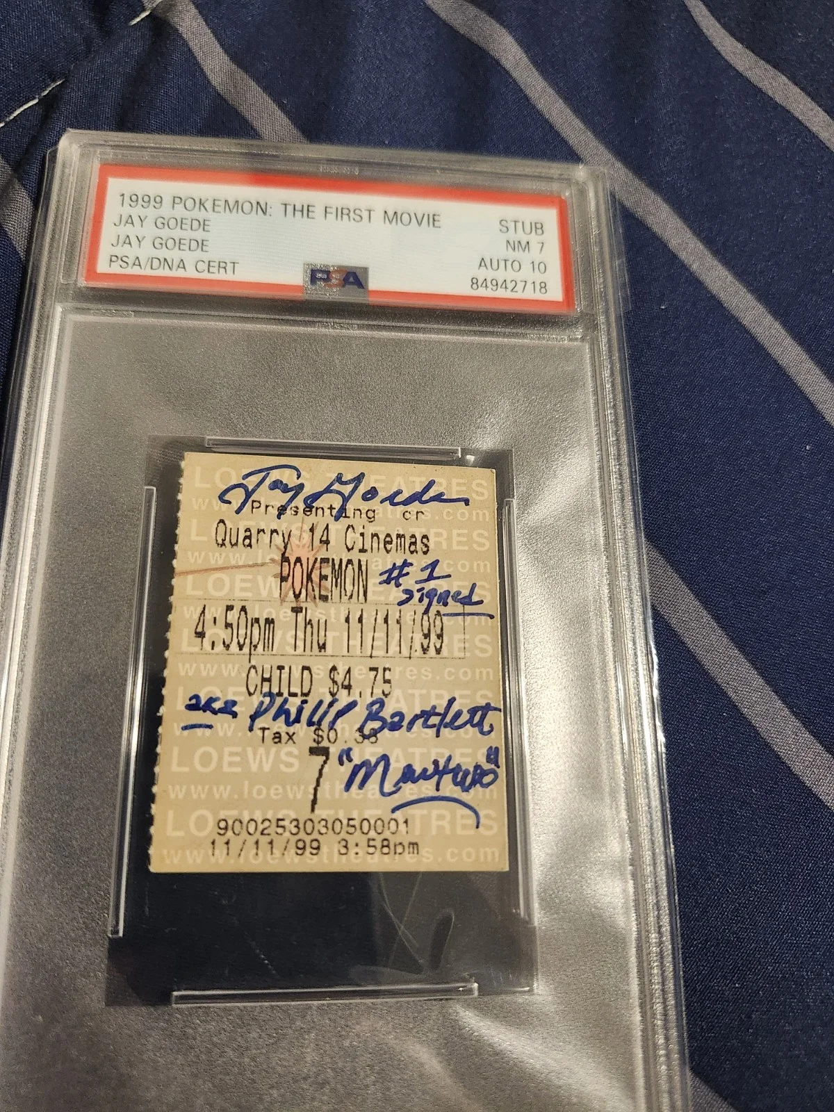 JAY GOEDE — POKEMON THE FIRST MOVIE Stub JAY GOEDE Signed Autograph Auto 10 Sketch 1st Sign, изображение 5