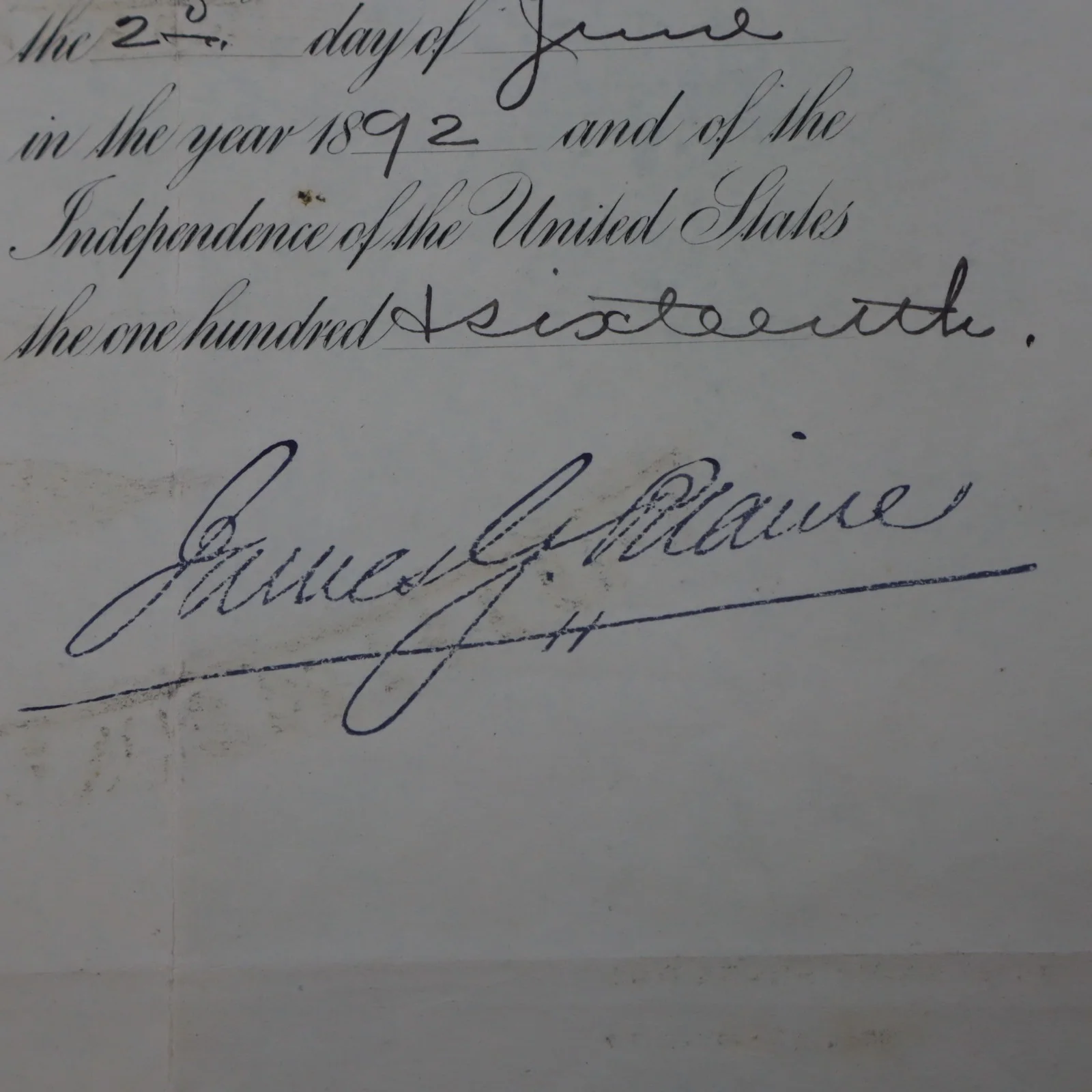 United States Department Of State 1892 Safe Passage Document JAMES G. BLAINE, изображение 3
