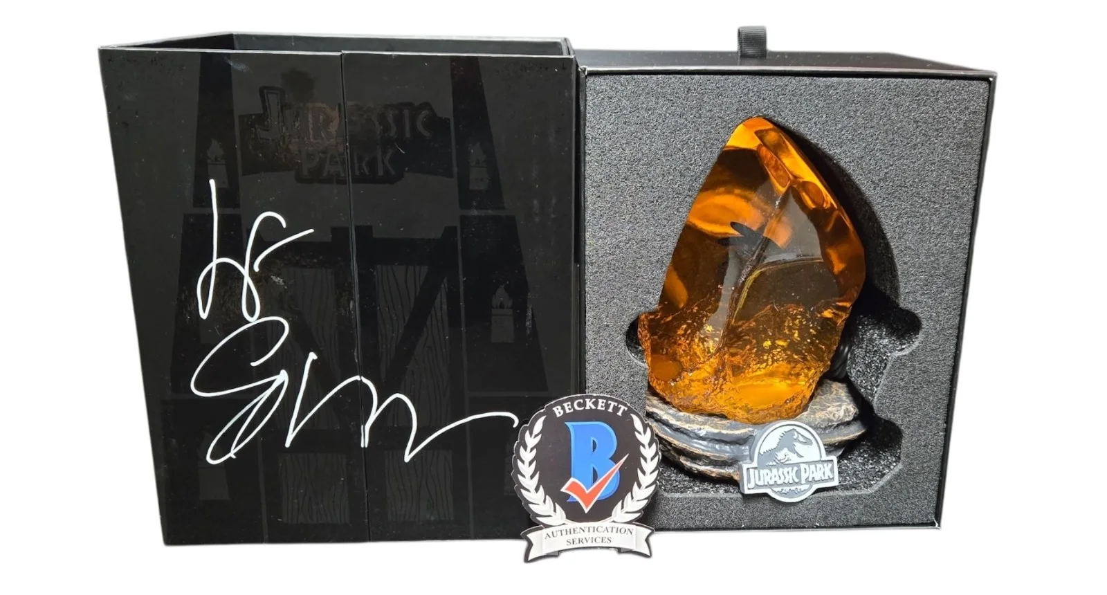 Jeff Goldblum — Jeff Goldblum Signed Autograph Jurassic World Lamp Mosquito in Amber Beckett BAS