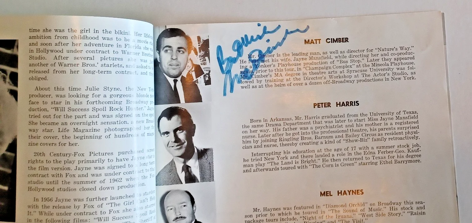 Jayne Mansfield Signed Nature’s Way Program 1960s Kenley Players + Matt Cimber, image 4