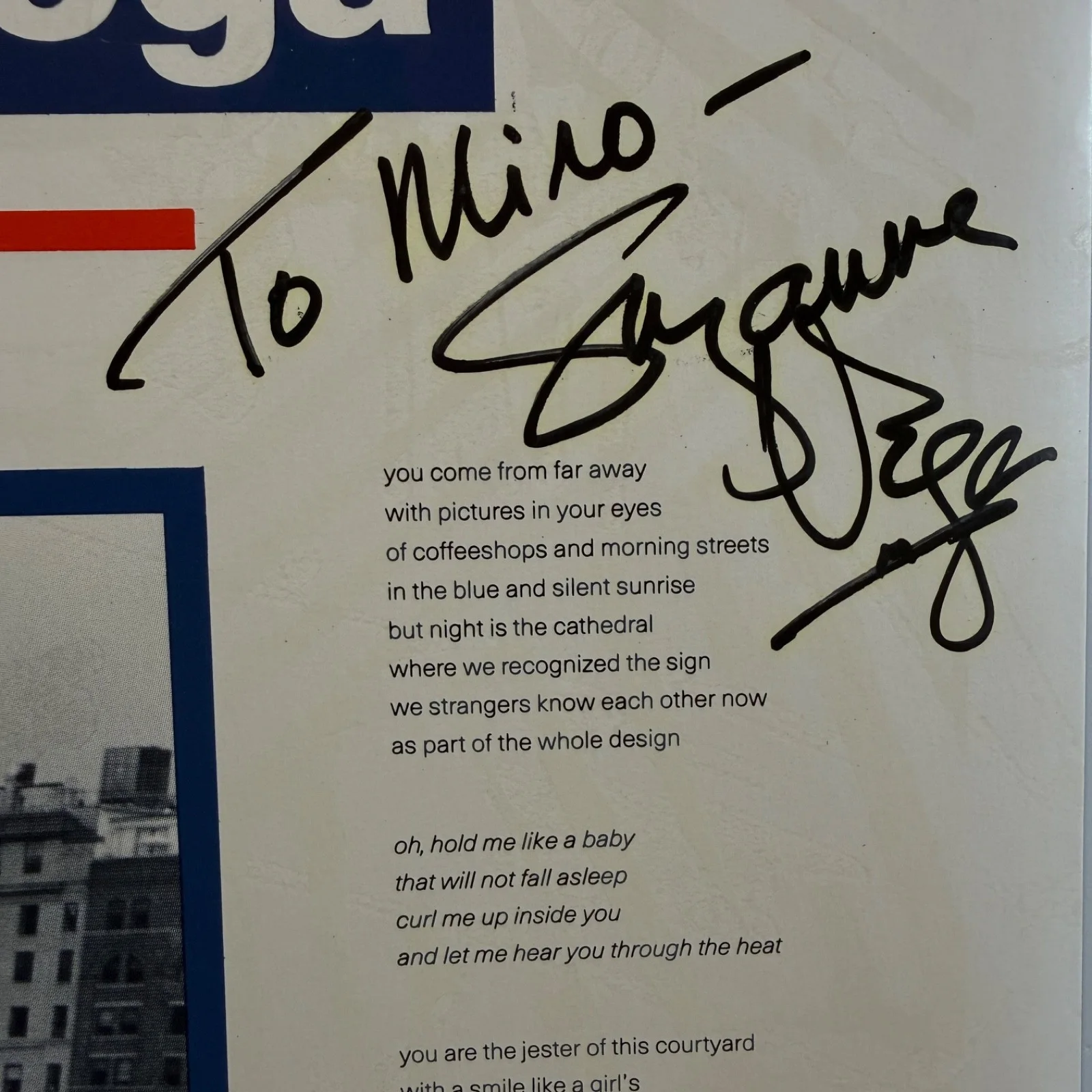 AUTOGRAPHED - SUZANNE VEGA "Gypsy + 2"- UK VINYL 12" w/picture sleeve ULTRASONIC, изображение 2