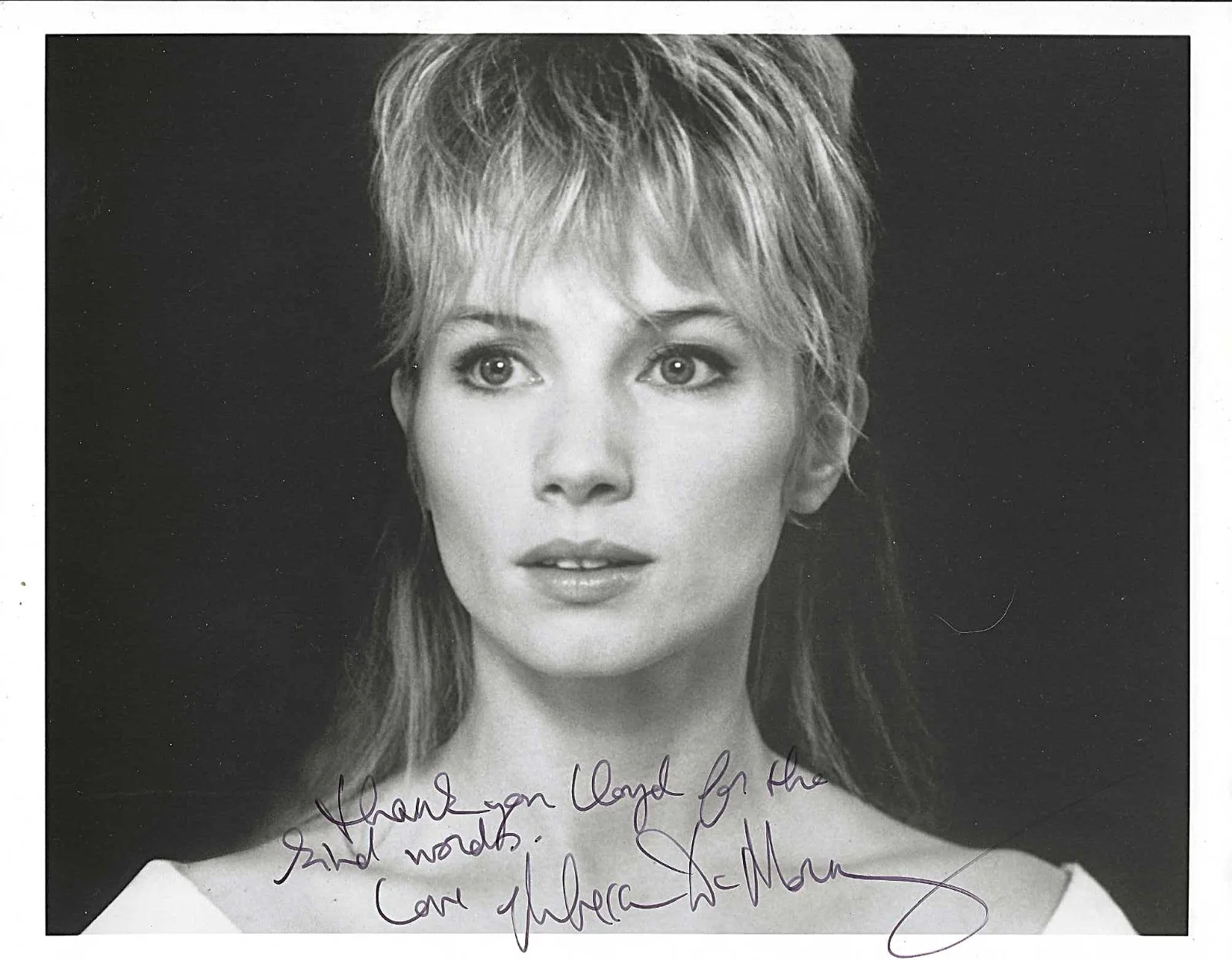 REBECCA DeMORNAY — REBECCA DeMORNAY HAND SIGNED PHOTO 10X8 B/W ACTRESS RISKY BUSINESS