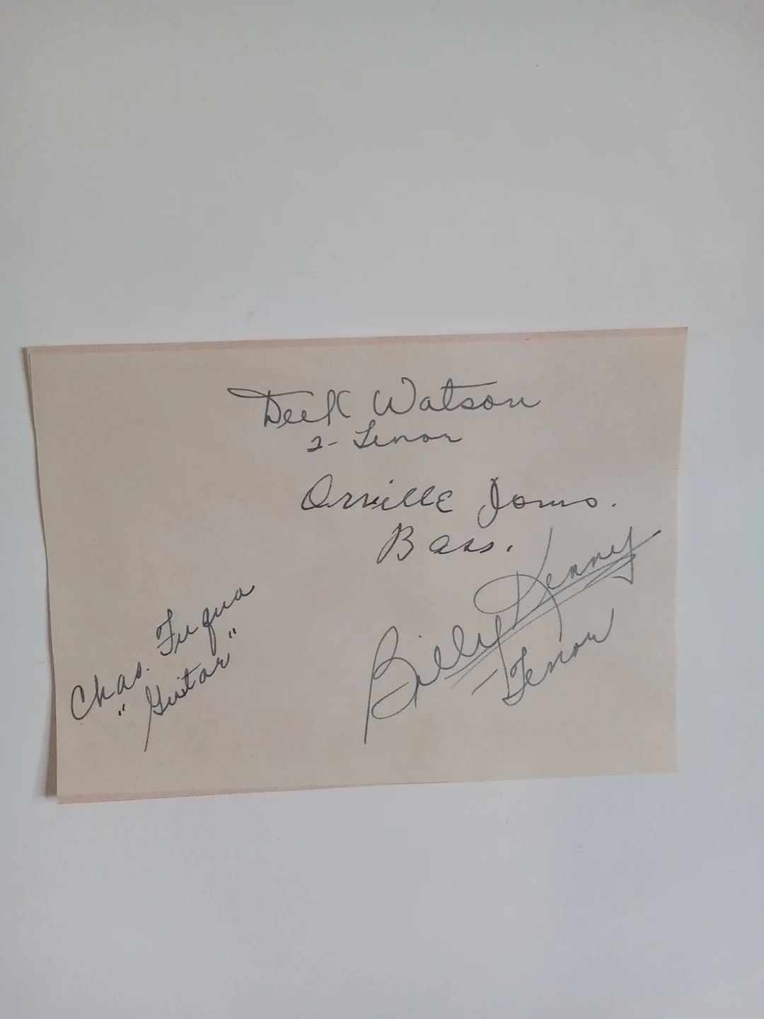 B. Kenny, C. Fuqua, D. Watson, O. Jones "The Ink Spot" Signed 4.25X3 Cut JSA COA, изображение 2