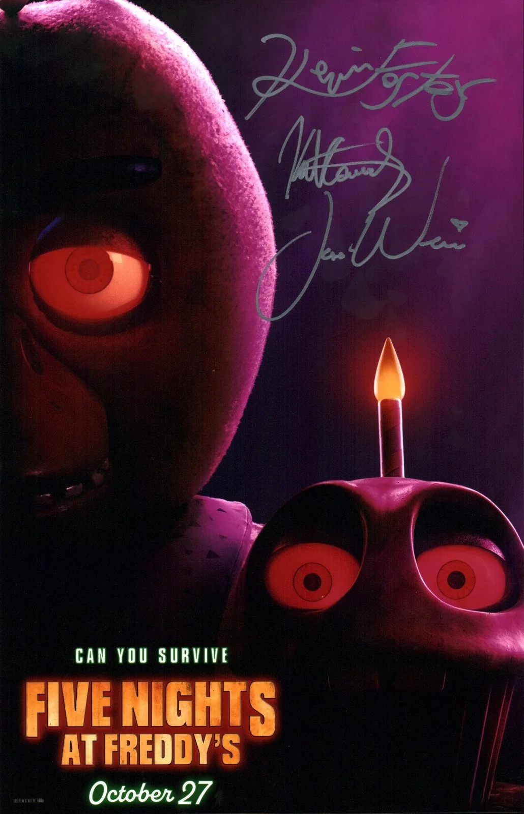 KAT CONNER JESS WEISS KEVIN FOSTER — Five Nights at Freddy's 11x17 Photo Poster Cast x3 Sign JSA Certified Autograph