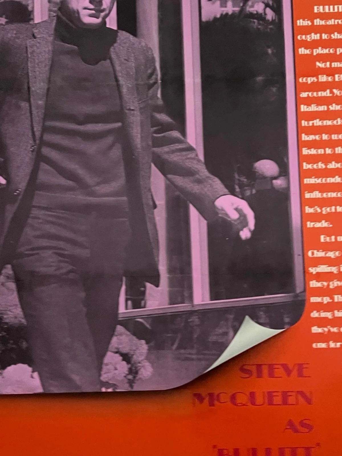 BULLITT Linen Backed US 1 Sheet Film Poster 27x41” 1974 Steve McQueen with Cert, изображение 2
