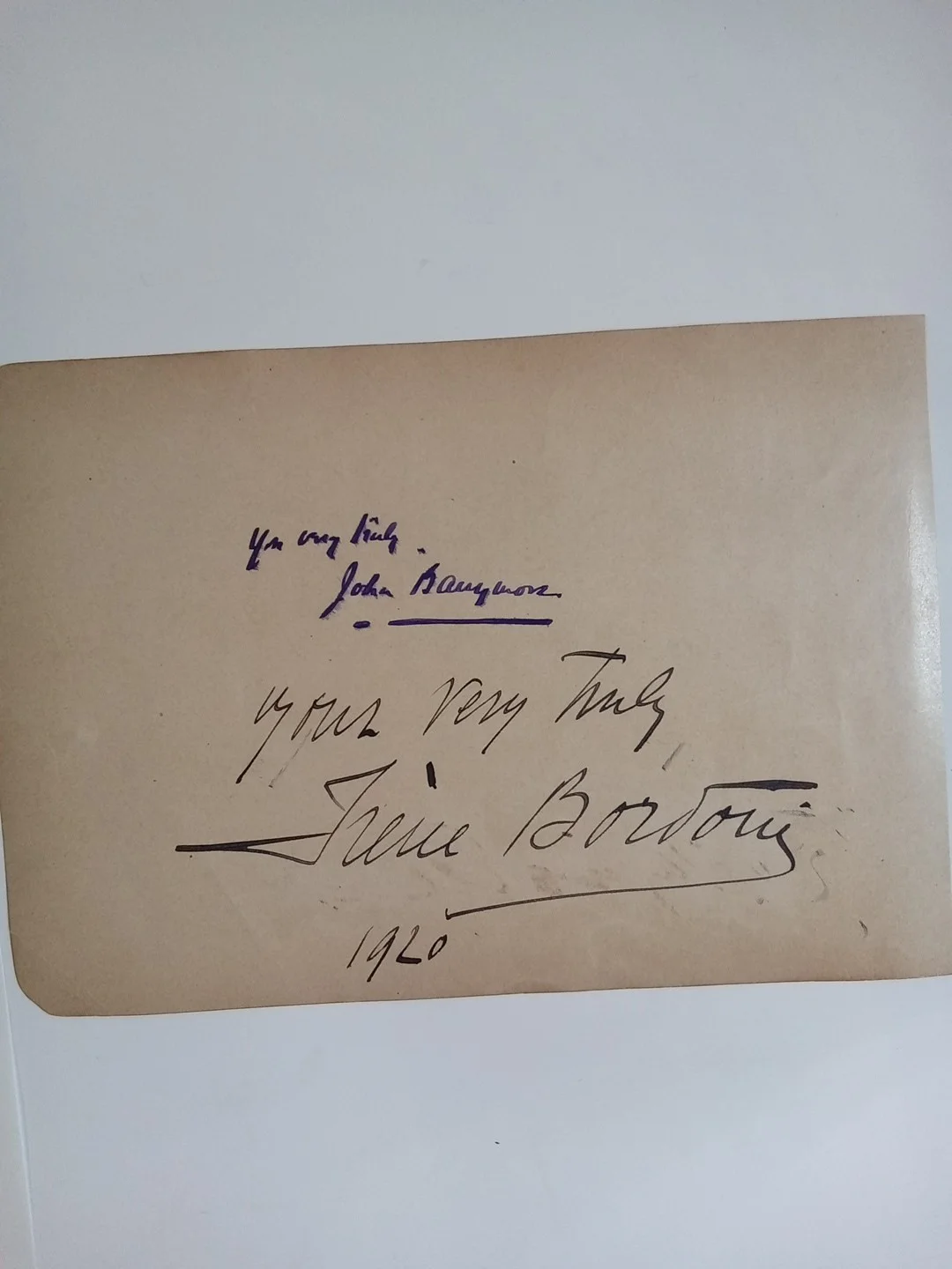 John Barrymore, Irene Bordoni, Julia Sanderson Signed 6.7x5.7 Album Page JSA COA, image 2