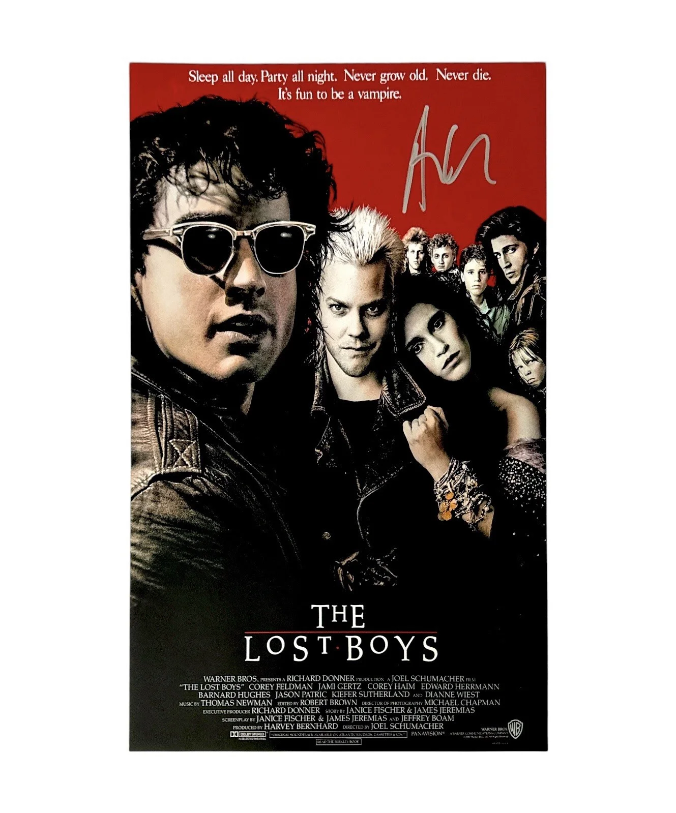 Alex Winter — ALEX WINTER 11X17 SIGNED PHOTO FROM THE MOVIE THE LOST BOYS WITH TOP LOADER RARE