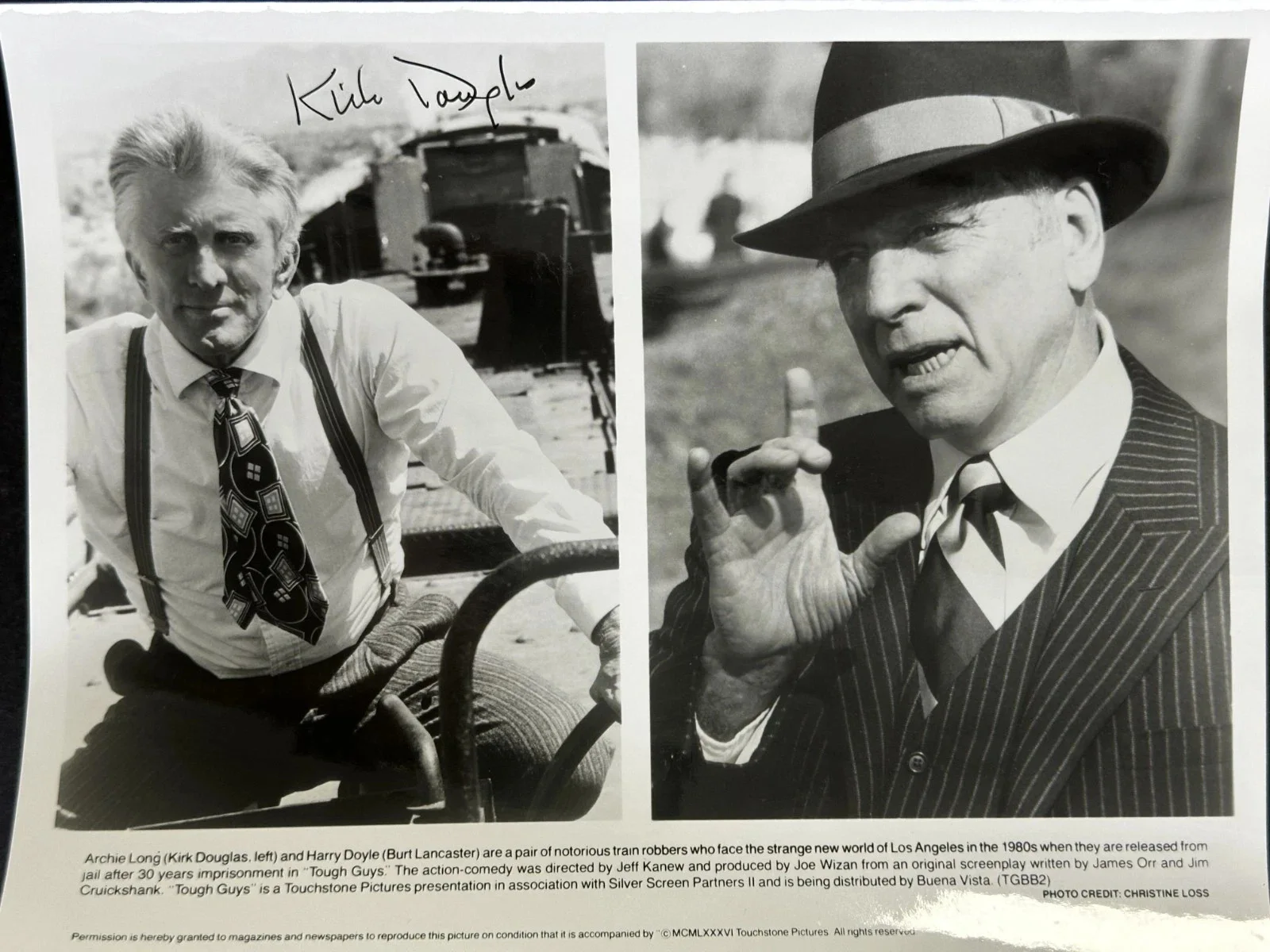 Kirk Douglas — Kirk Douglas Autographed 8x10 "Tough Guys" Lobby Card...JSA Authenticated!!