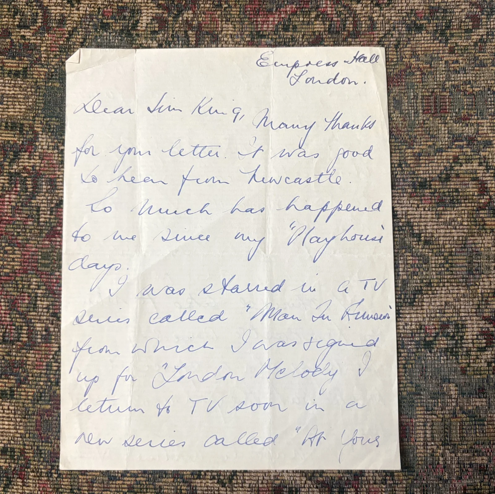 Bruce Gordon — Bruce Gordon, Actor, SIGNED Letter Mentioning The Man in Armour TV Series + Pic, изображение 3
