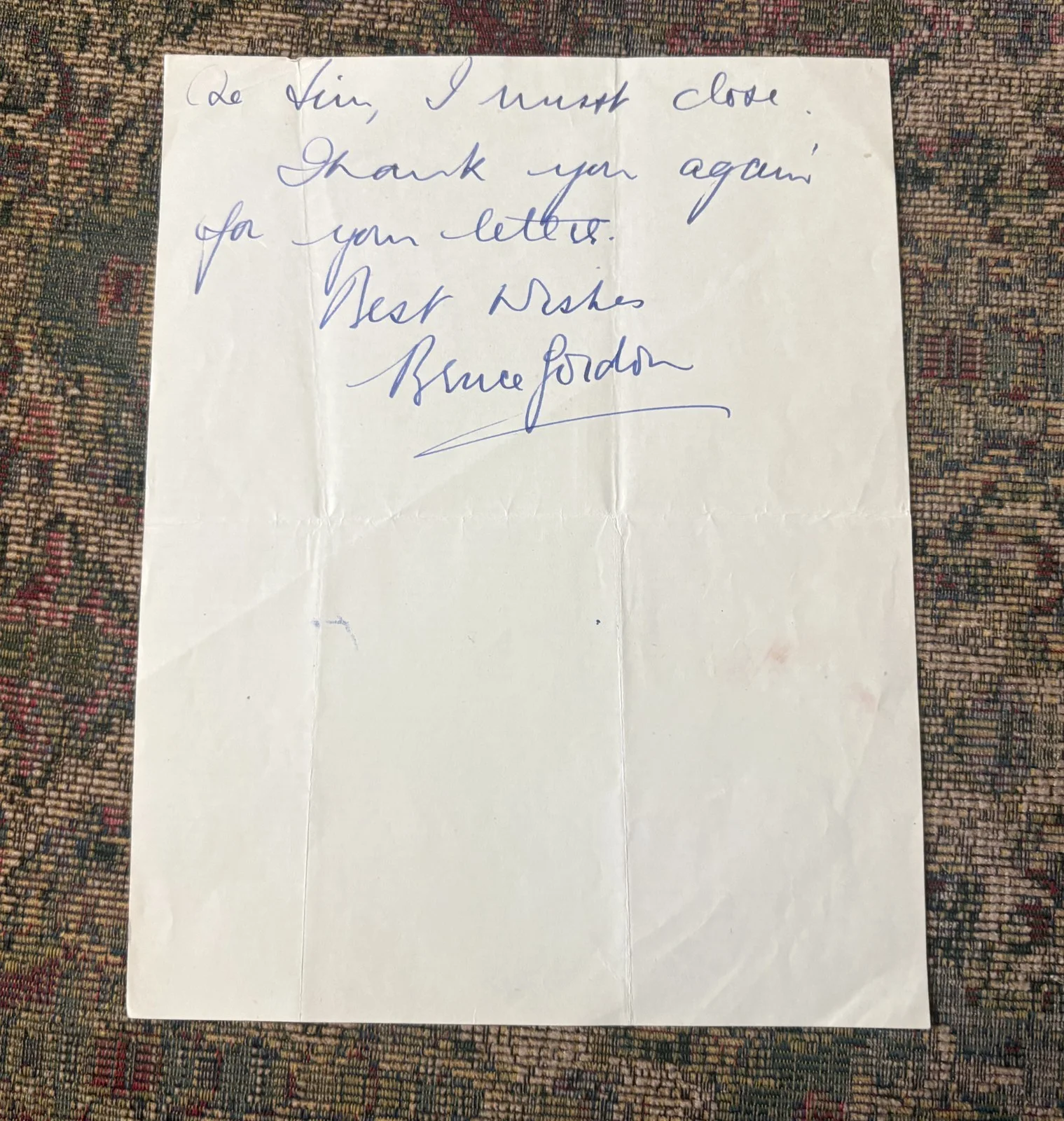 Bruce Gordon — Bruce Gordon, Actor, SIGNED Letter Mentioning The Man in Armour TV Series + Pic, изображение 5