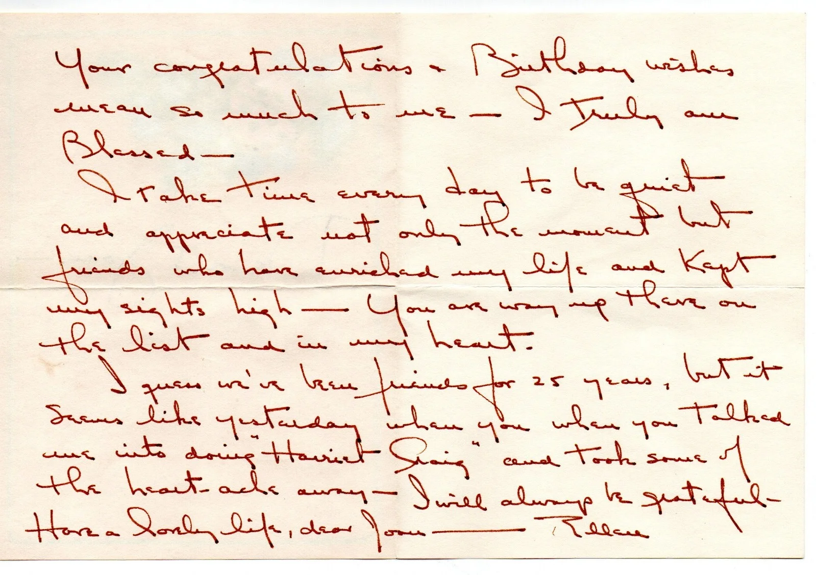 Ellen Corby — ELLEN CORBY signed letter to JOAN CRAWFORD handwritten original vintage