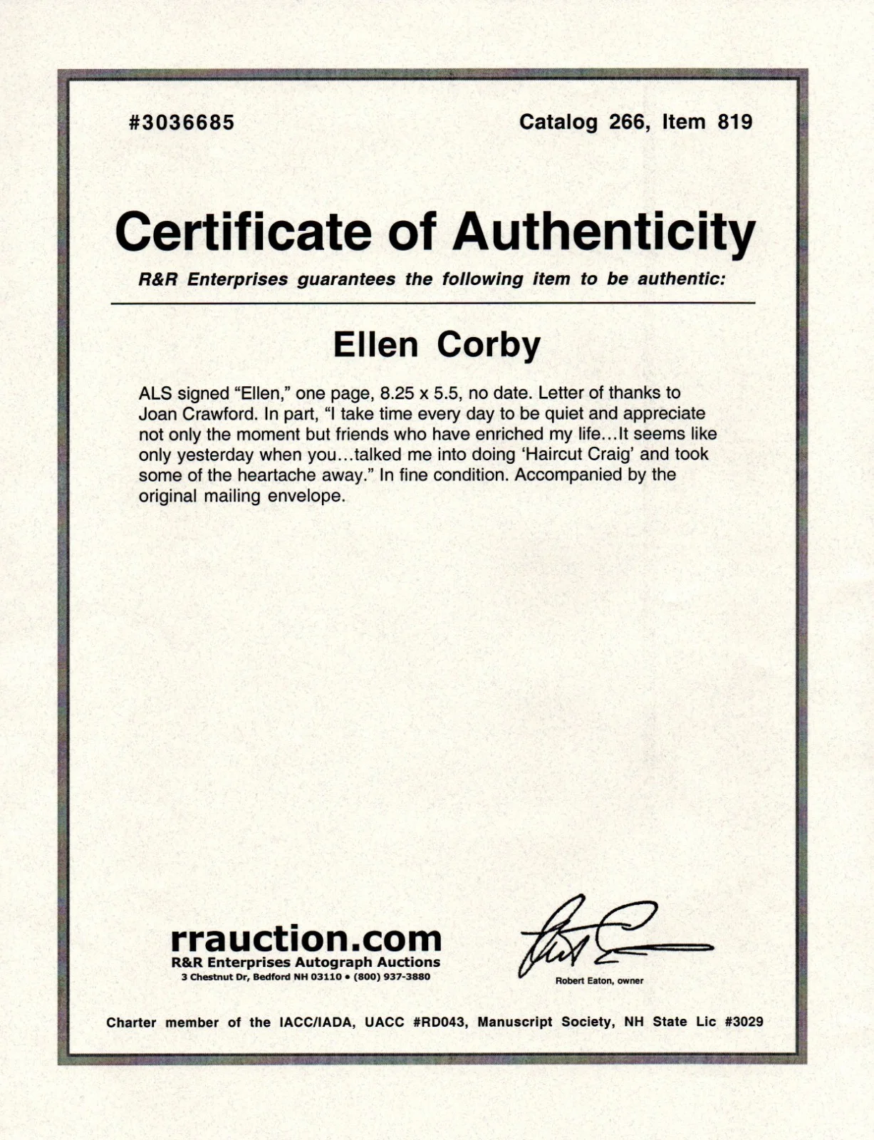 Ellen Corby — ELLEN CORBY signed letter to JOAN CRAWFORD handwritten original vintage, image 4