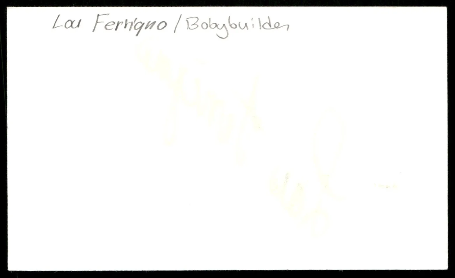 Actor Lou Ferigno Singed Index Card Auto -Rare Vintage Autograph, изображение 2