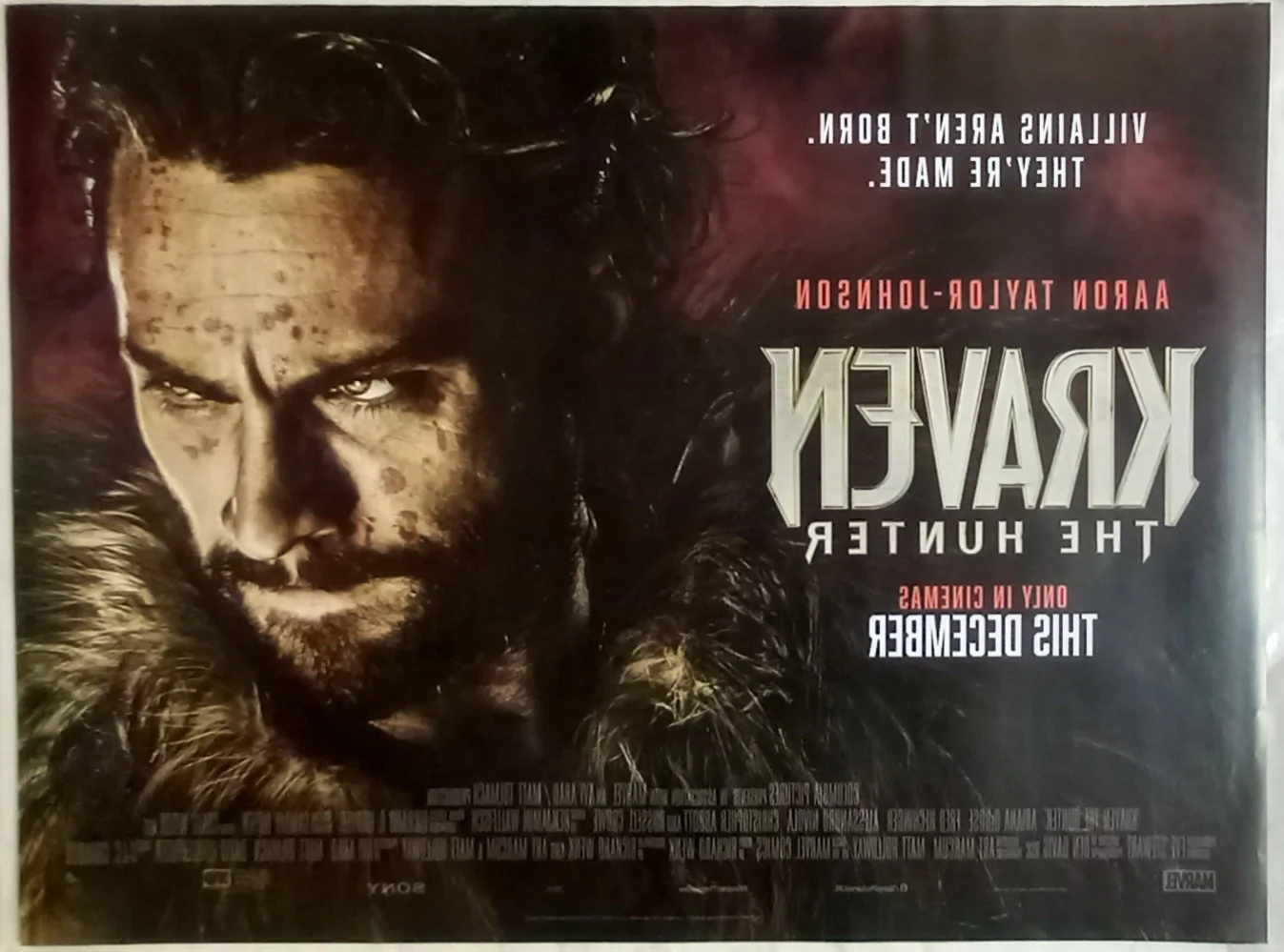 Kraven the Hunter (2024) D/S UK Quad Poster, Aaron Taylor-Johnson 'MARVEL', изображение 3
