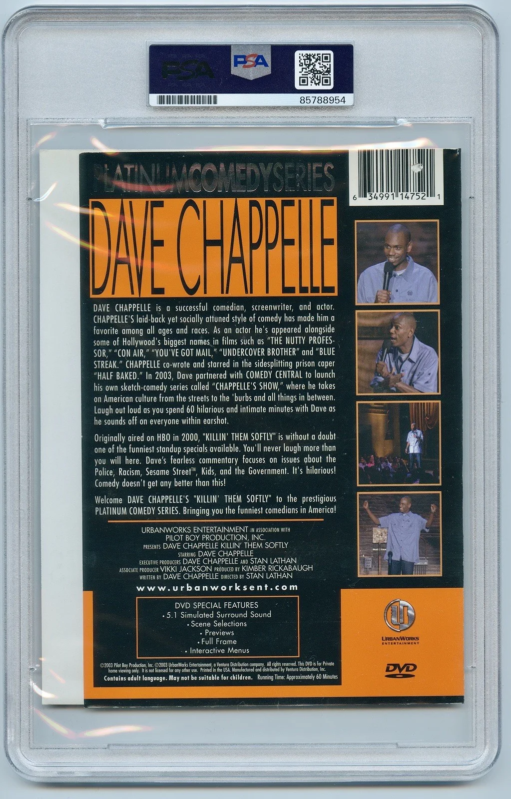 Dave Chappelle — Dave Chappelle Signed Autographed Killin Them Softly DVD Comedy Slabbed Psa/Dna, image 2