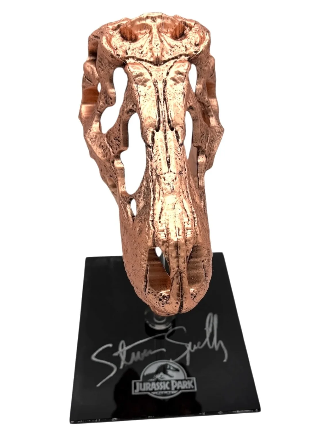 STEVEN SPIELBERG — STEVEN SPIELBERG SIGNED AUTOGRAPH JURASSIC PARK T-REX SKULL PROP BAS BECKETT