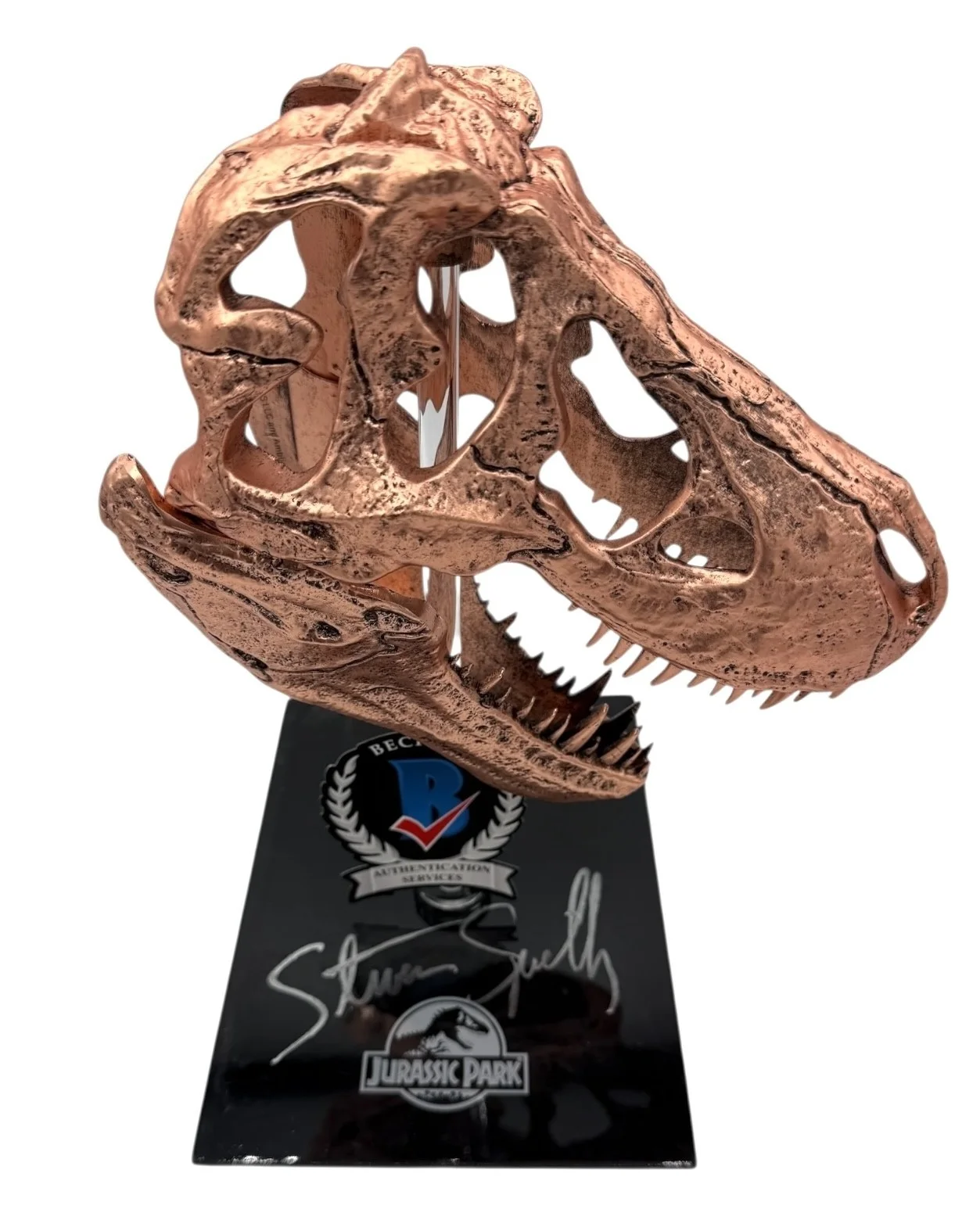 STEVEN SPIELBERG — STEVEN SPIELBERG SIGNED AUTOGRAPH JURASSIC PARK T-REX SKULL PROP BAS BECKETT, изображение 5