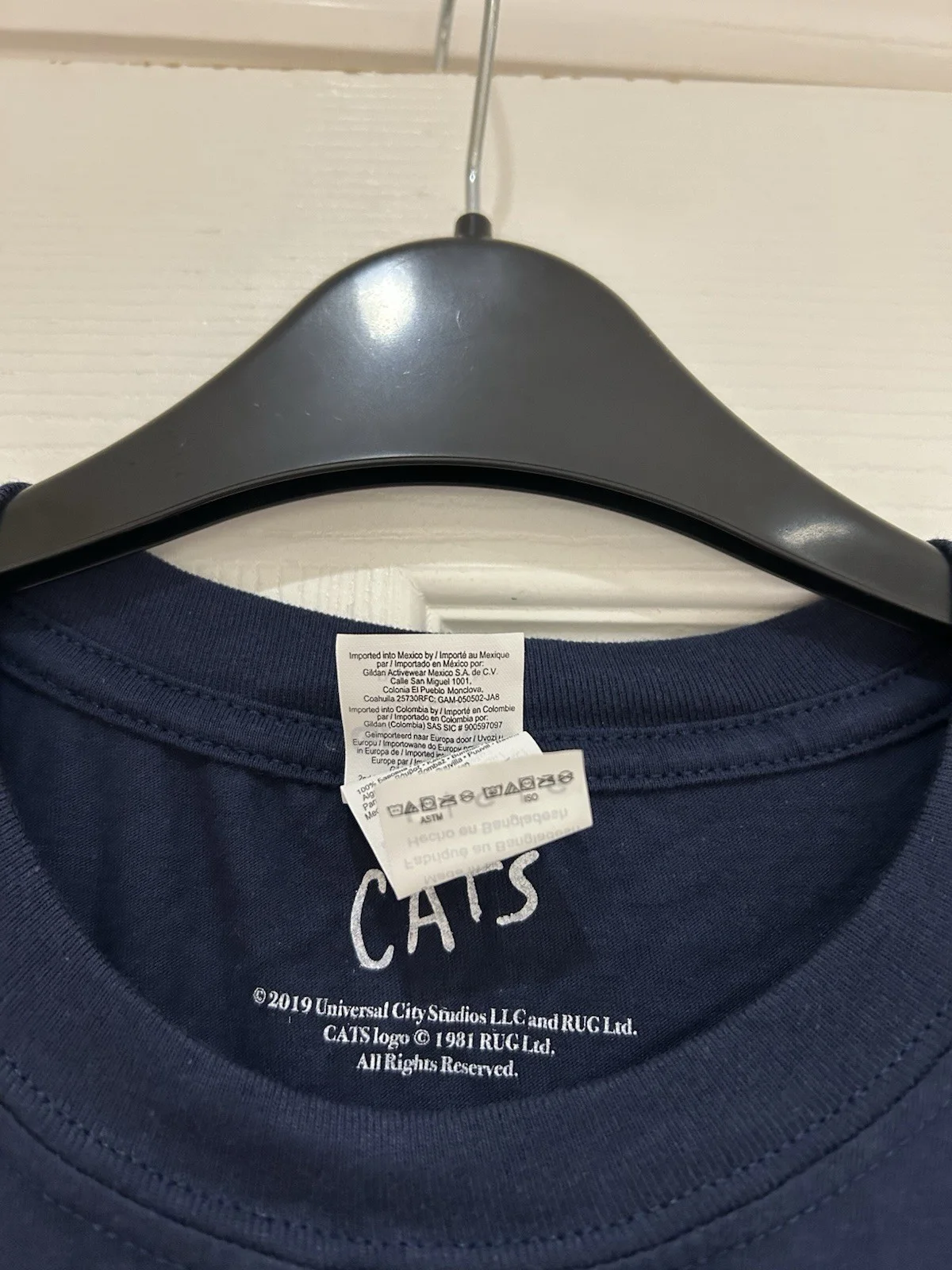 Cats 2019 Film Promo Crew Neck T-Shirt Navy With Graphic Spellout. Size L, изображение 3
