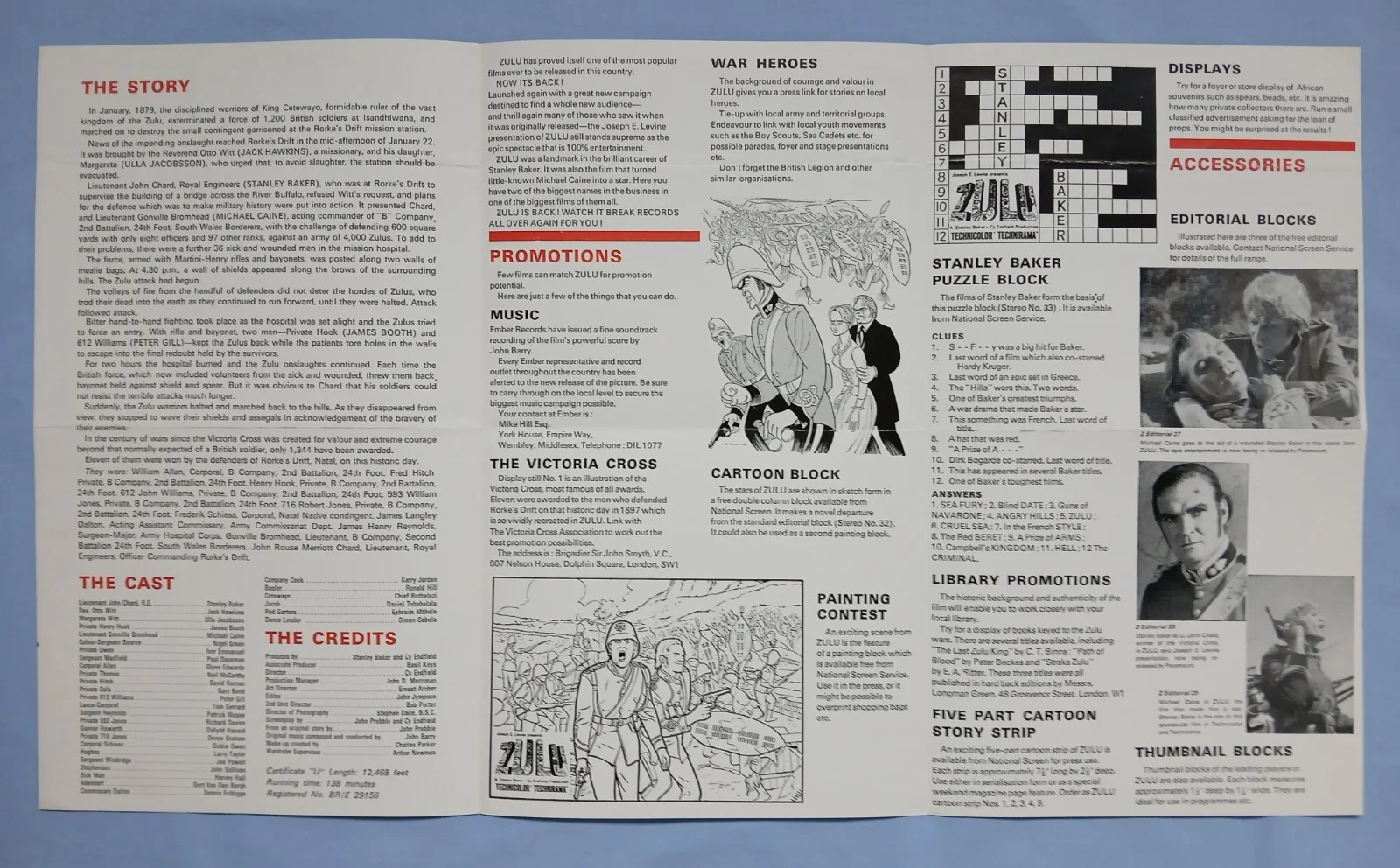 ZULU (1964) rare original UK Exhibitors Campaign Press Book - M. Caine, S. Baker, изображение 3