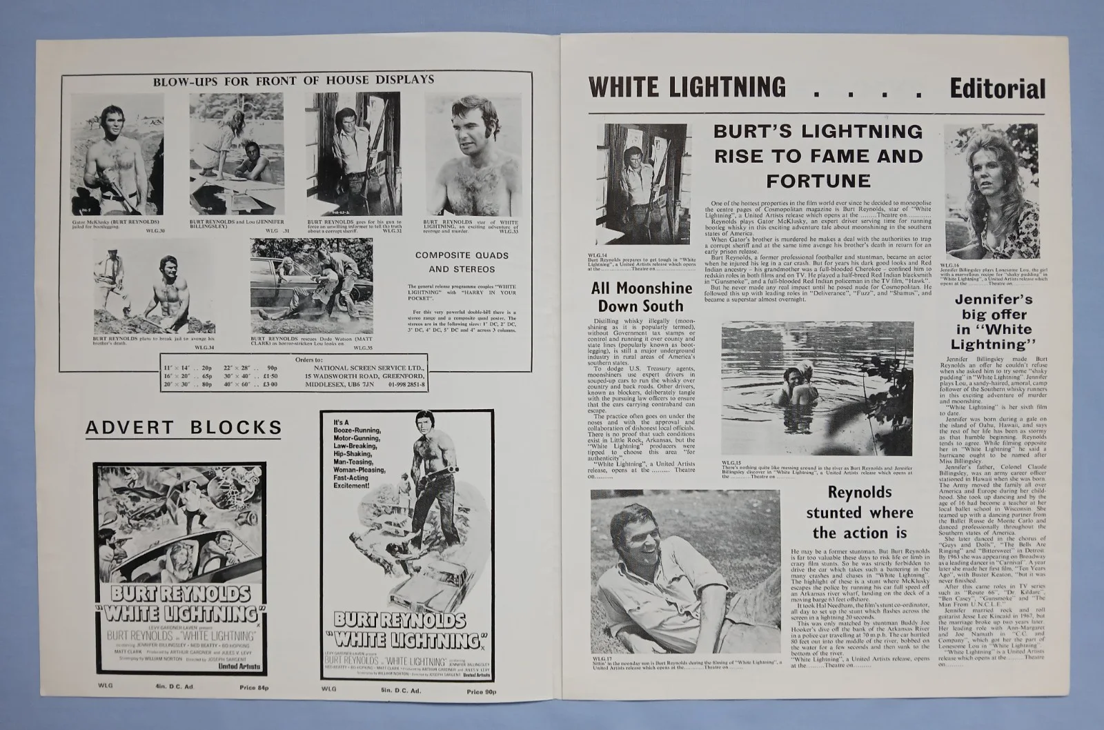 WHITE LIGHTNING (1973) rare original UK Campaign Press Book - Burt Reynolds, image 3