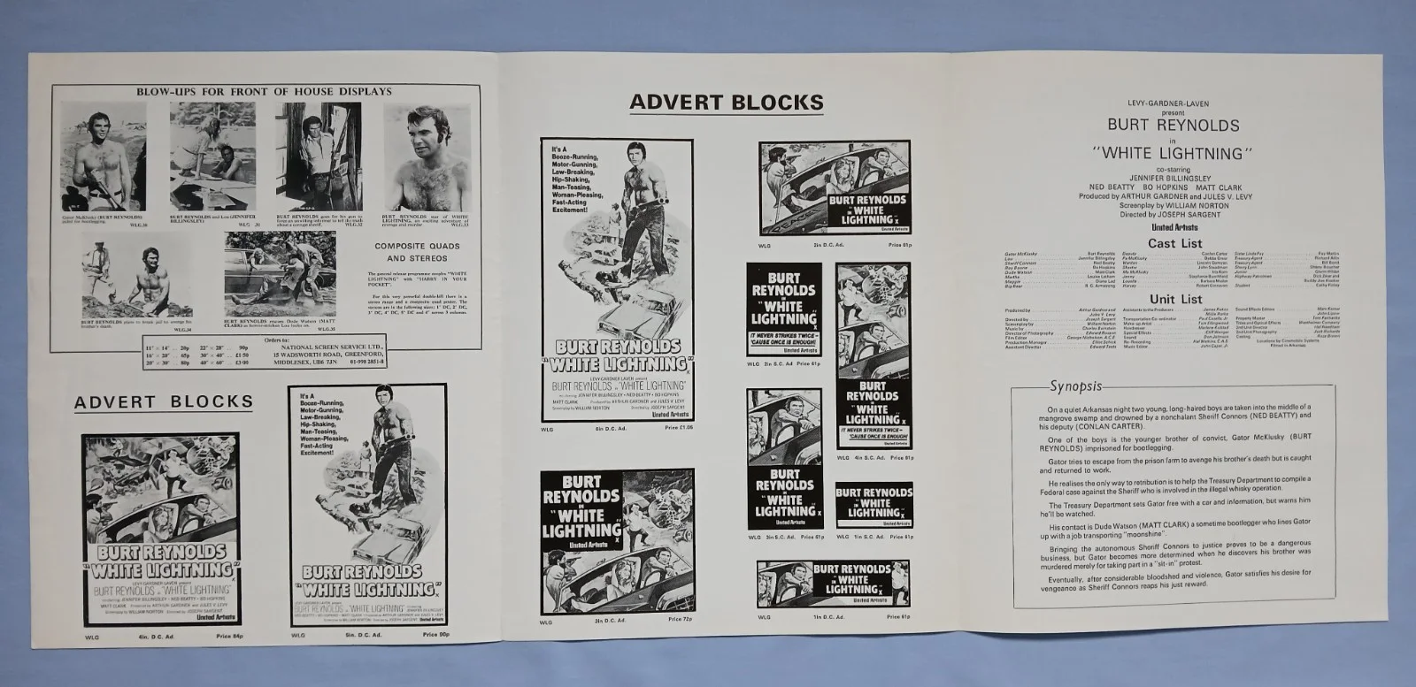 WHITE LIGHTNING (1973) rare original UK Campaign Press Book - Burt Reynolds, image 4