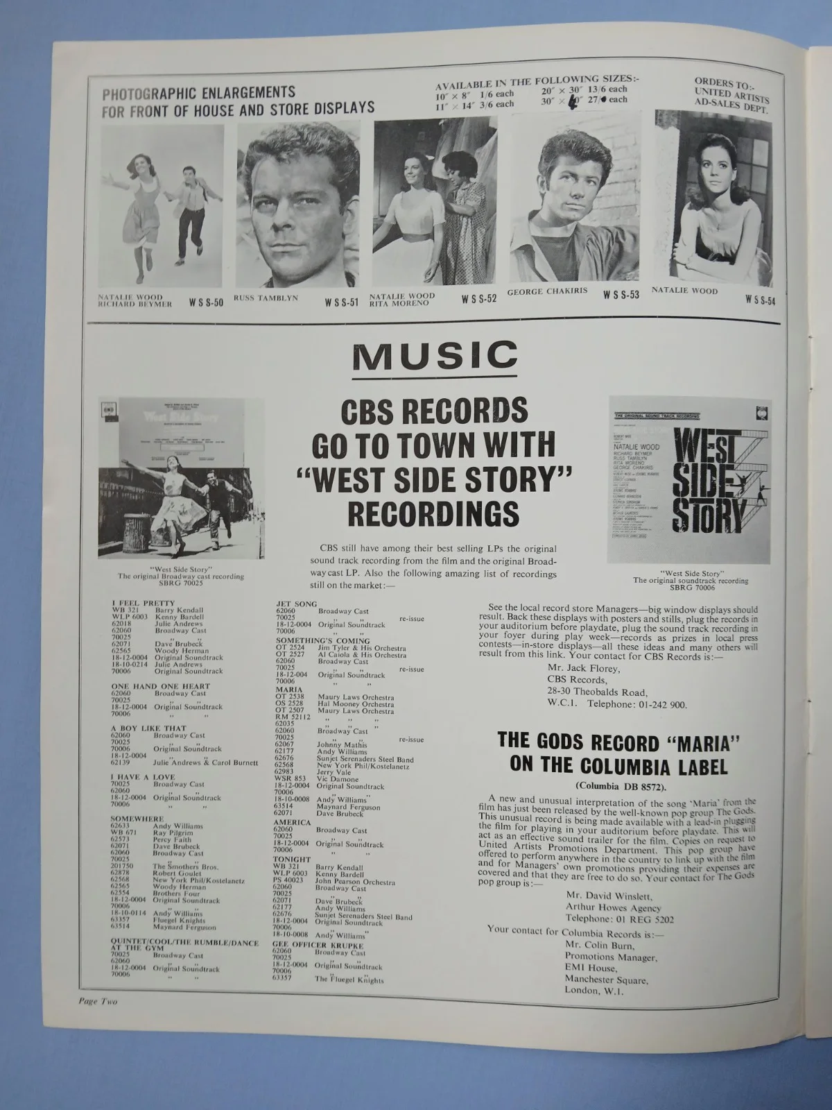 WEST SIDE STORY (1961) rare original UK Exhibitors Campaign Press Book, image 3