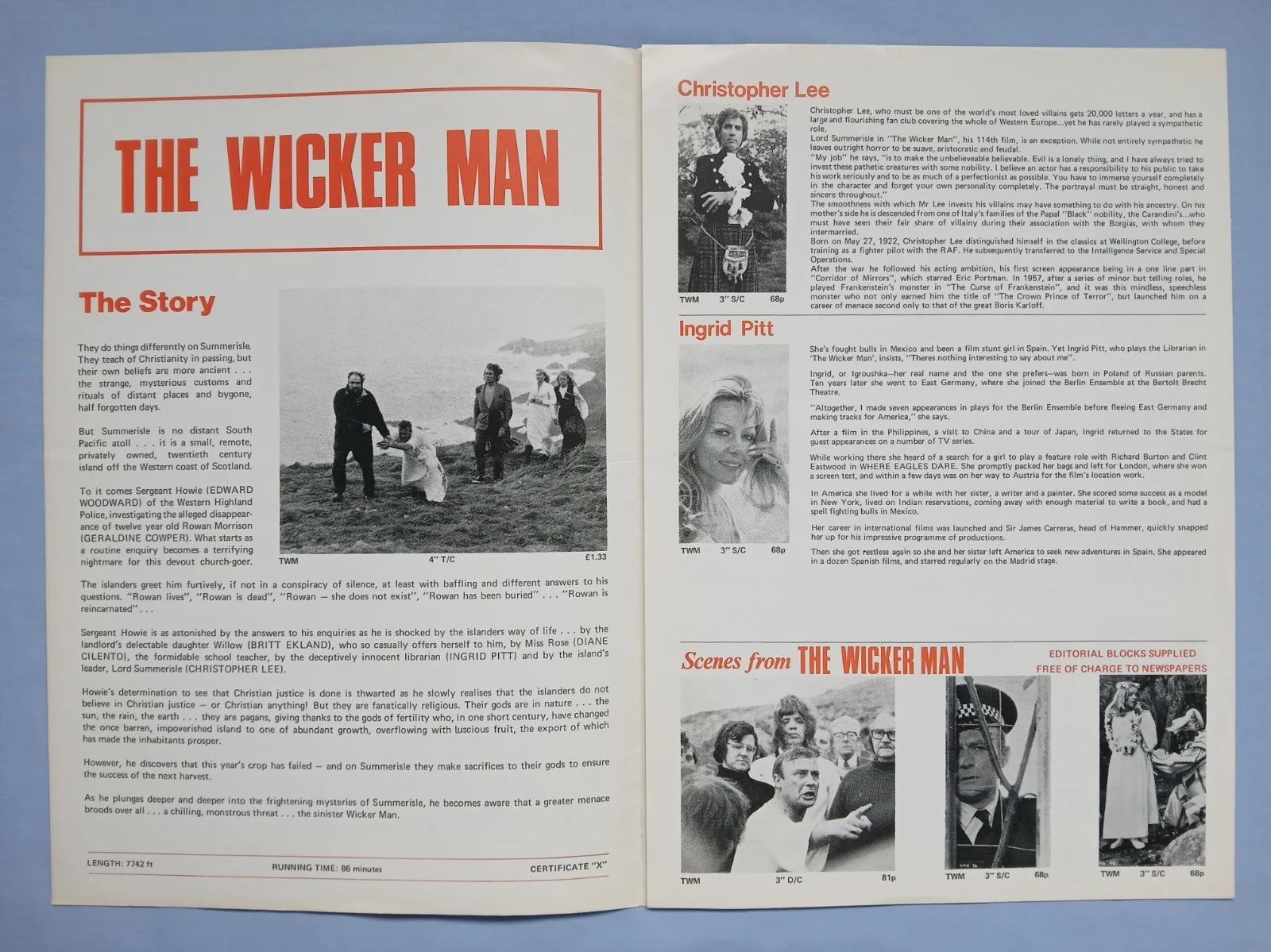THE WICKER MAN (1973) original UK Exhibitors Campaign Press Book, изображение 2