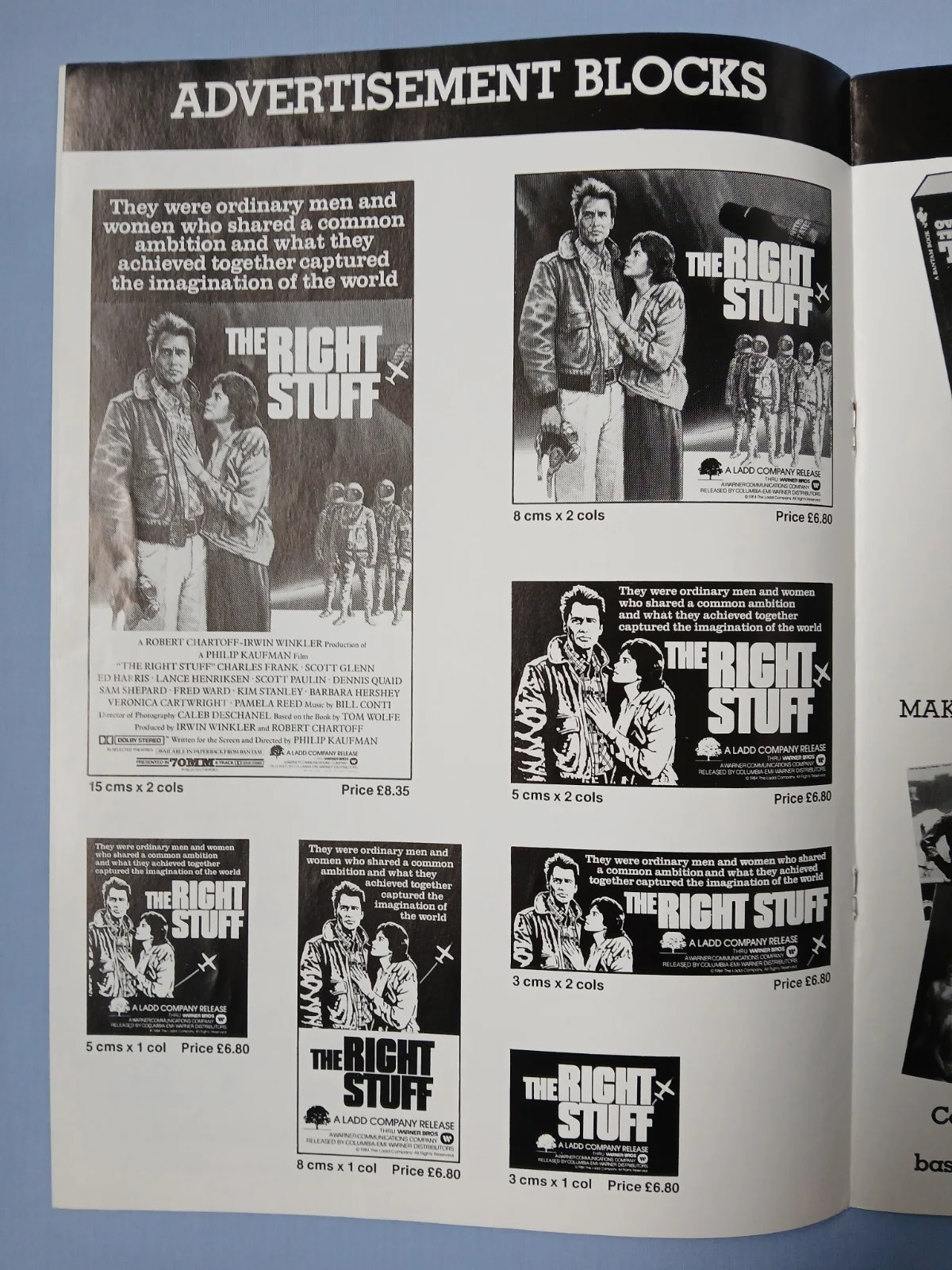 THE RIGHT STUFF (1983) orig UK Exhibitors Campaign Press Book - NASA Space drama, image 4