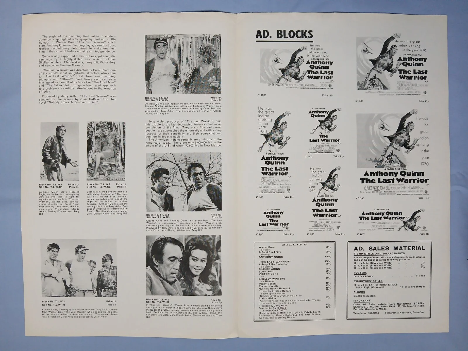 THE LAST WARRIOR (1970)original UK Exhibitors Campaign Press Book -Anthony Quinn, image 2