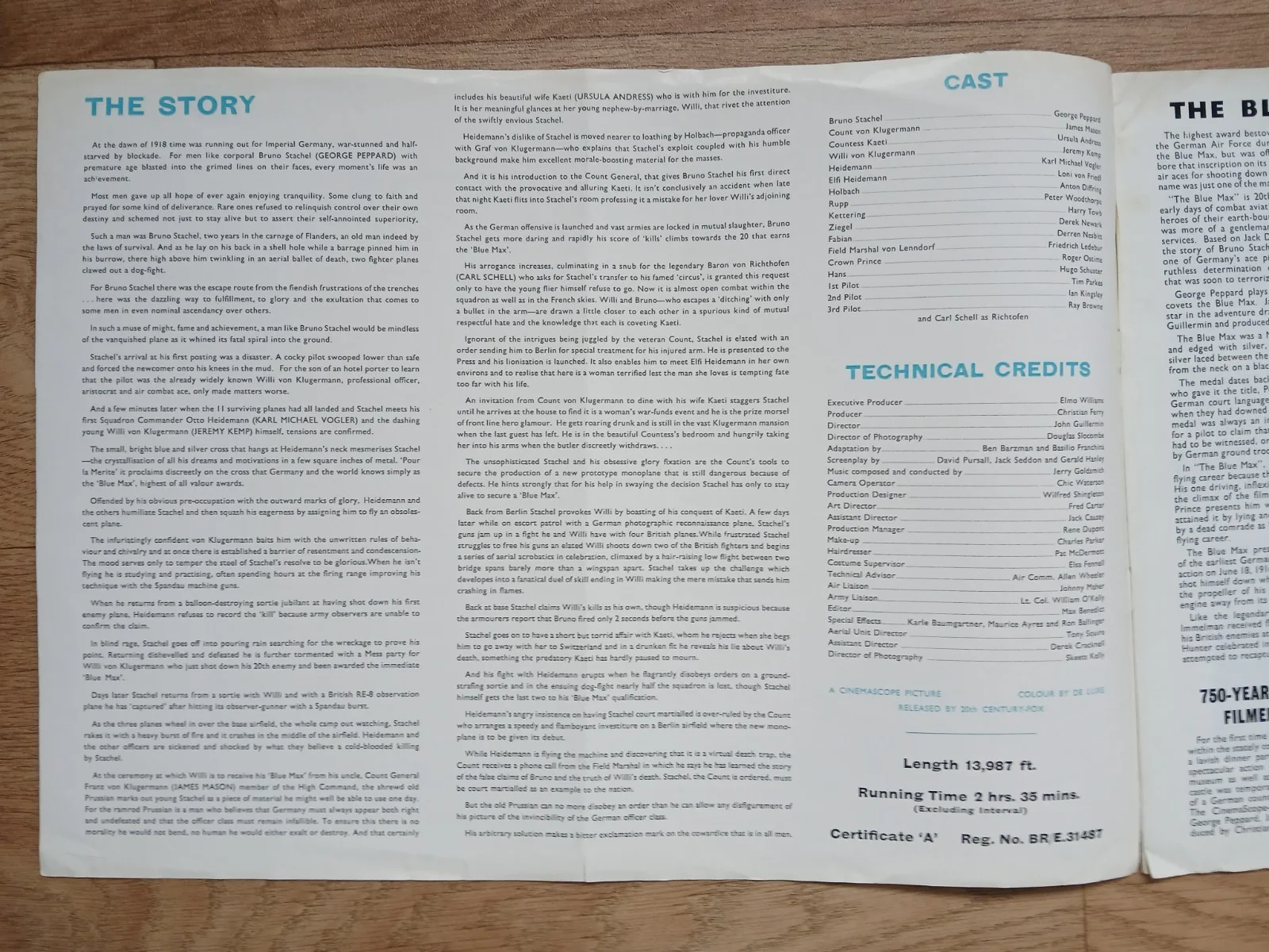 THE BLUE MAX (1966)rare original UK Exhibitors Campaign Press Book -WW1 Aviation, image 2