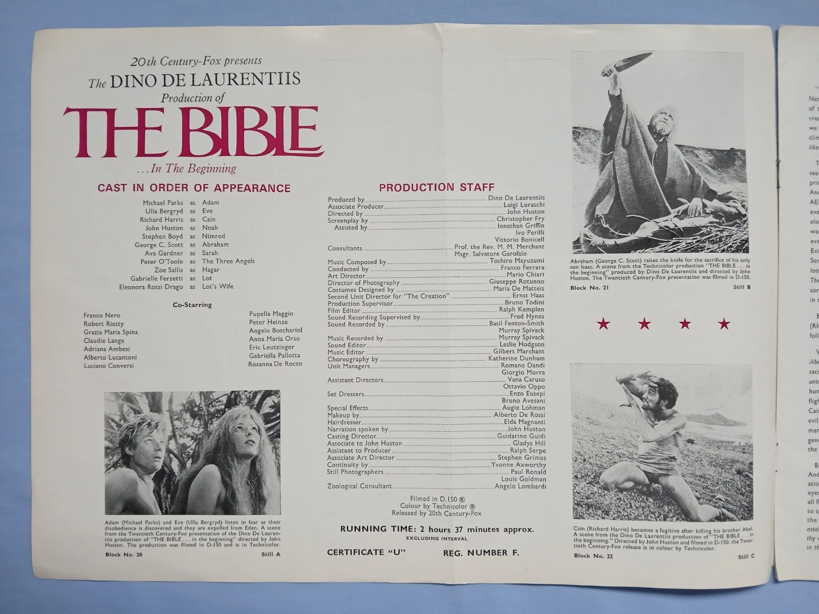 THE BIBLE (1966) rare original UK Exhibitors Campaign Press Book - John Huston, image 2
