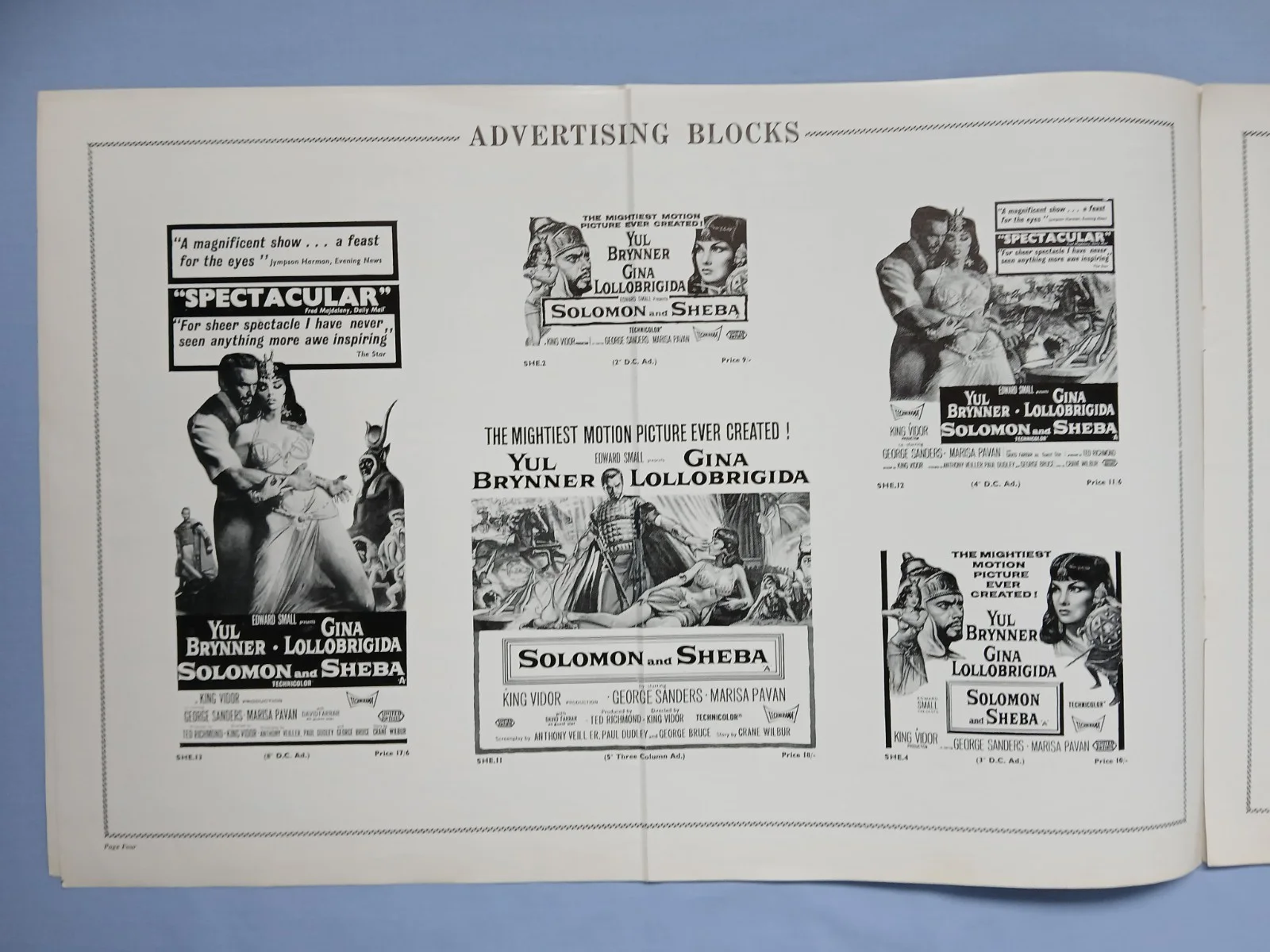 SOLOMON AND SHEBA (1959) rare original UK Exhibitors Campaign Press Book, image 4