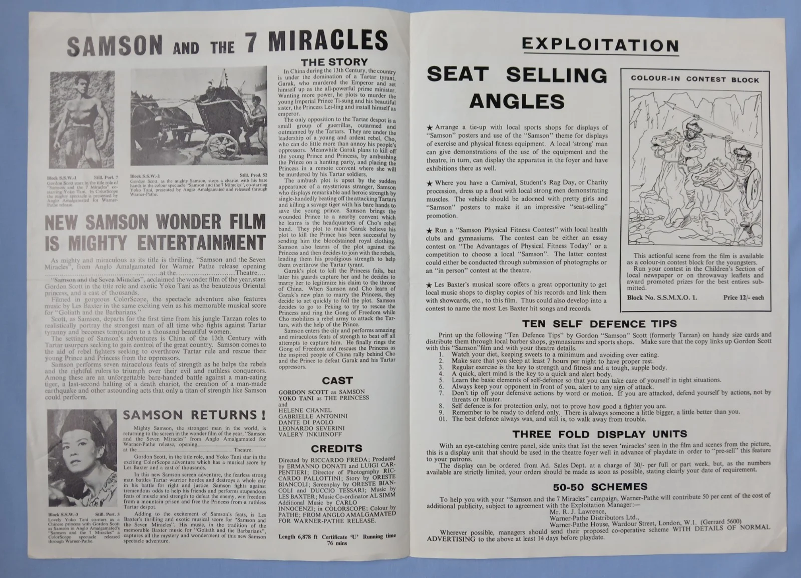 SAMSON AND THE 7 MIRACLES OF THE WORLD (1961) original UK Campaign Press Book, image 2