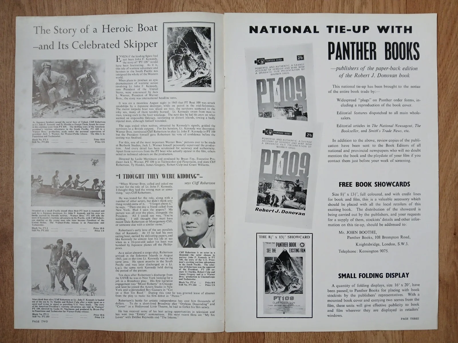 PT 109 (1964) rare original UK Exhibitors Campaign Press Book - John F. Kennedy, изображение 3