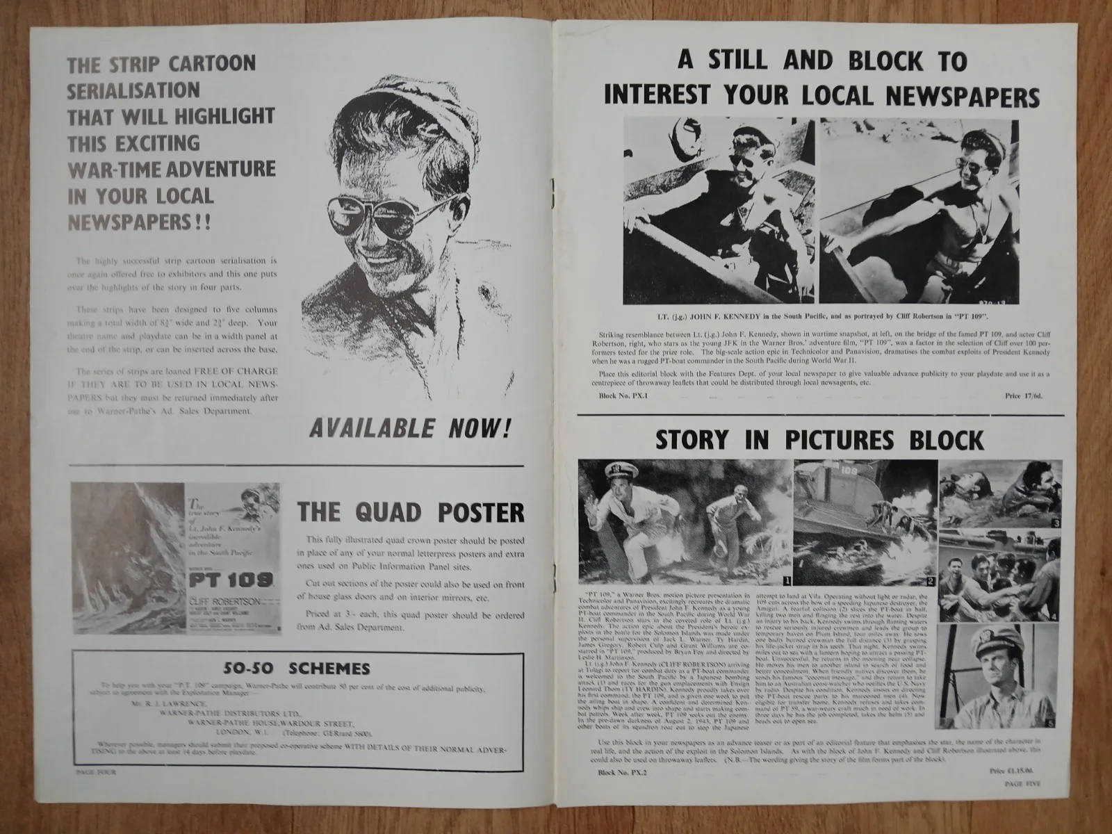 PT 109 (1964) rare original UK Exhibitors Campaign Press Book - John F. Kennedy, изображение 4