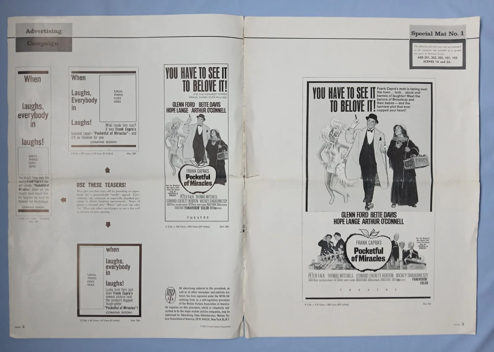 POCKETFUL OF MIRACLES (1961) rare original UK Campaign Press Book - Frank Capra, image 2