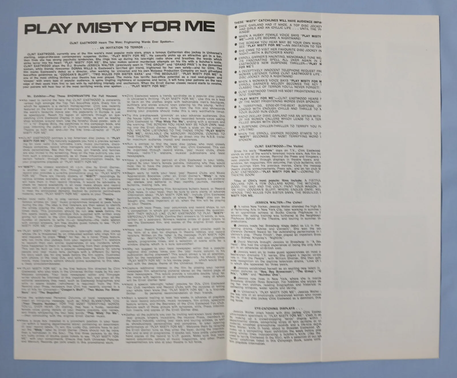 PLAY MISTY FOR ME (1971) rare orig UK Exhibitors Campaign Press Book - Eastwood, изображение 3
