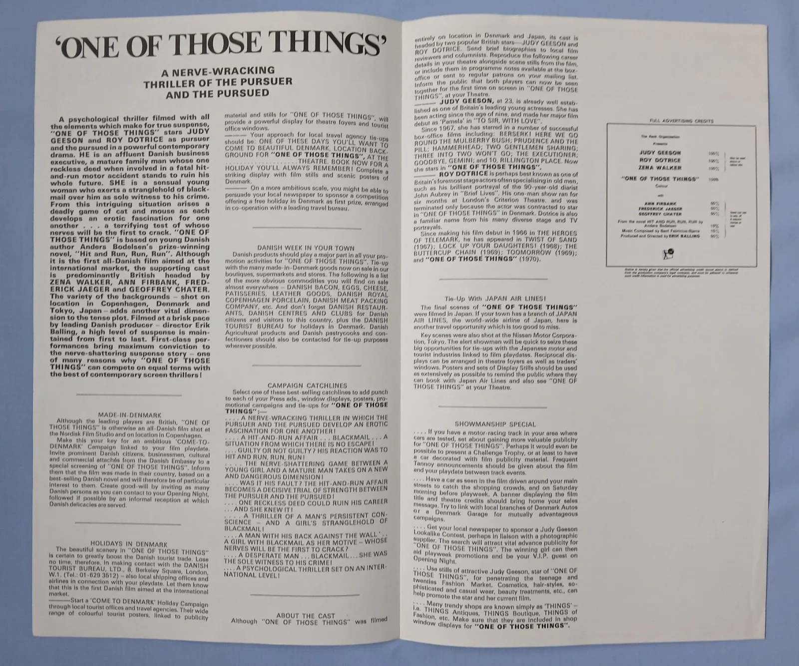 ONE OF THOSE THINGS (1964) orig UK Exhibitors Campaign Press Book - Judy Geeson, изображение 2