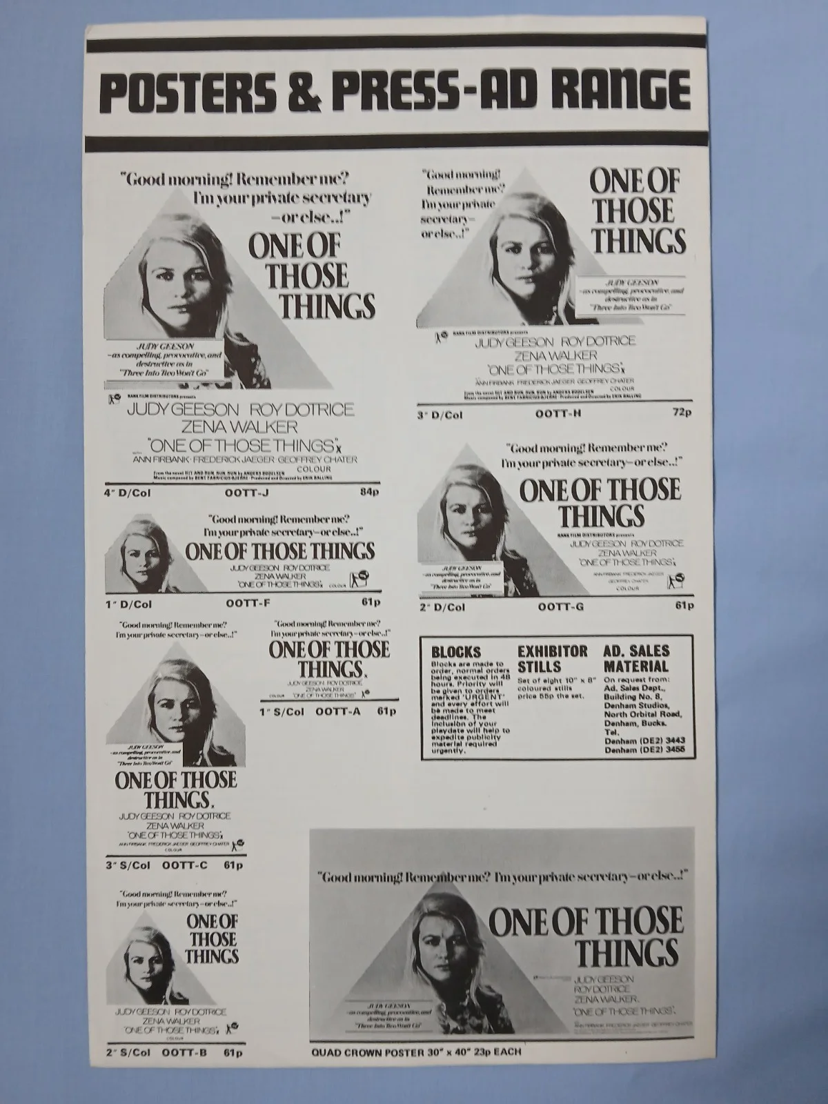ONE OF THOSE THINGS (1964) orig UK Exhibitors Campaign Press Book - Judy Geeson, изображение 3