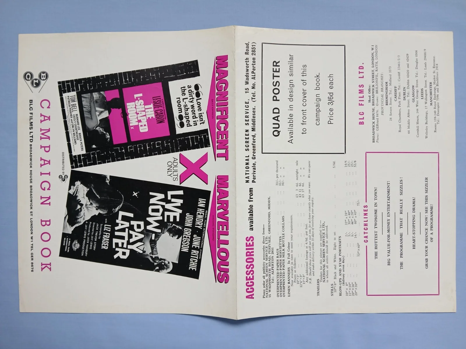 L-SHAPED ROOM / LIVE NOW PAY LATER (1962) original UK Campaign Press Book, изображение 2