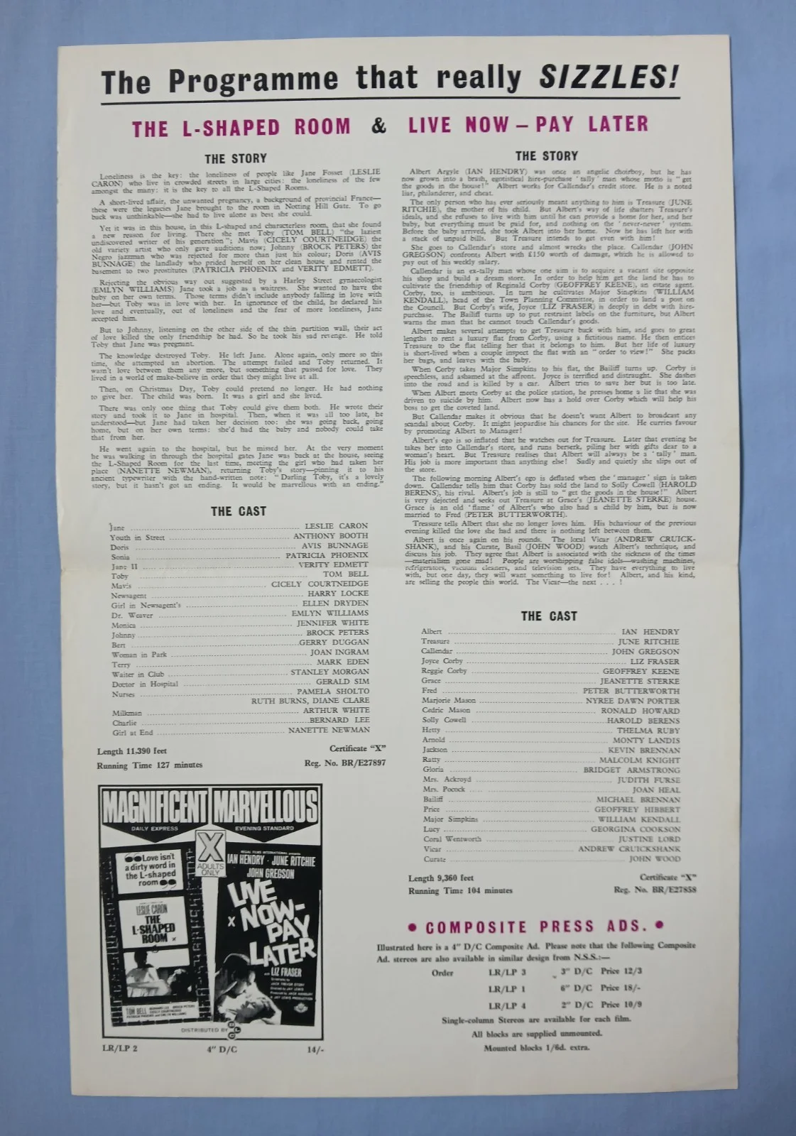 L-SHAPED ROOM / LIVE NOW PAY LATER (1962) original UK Campaign Press Book, изображение 3