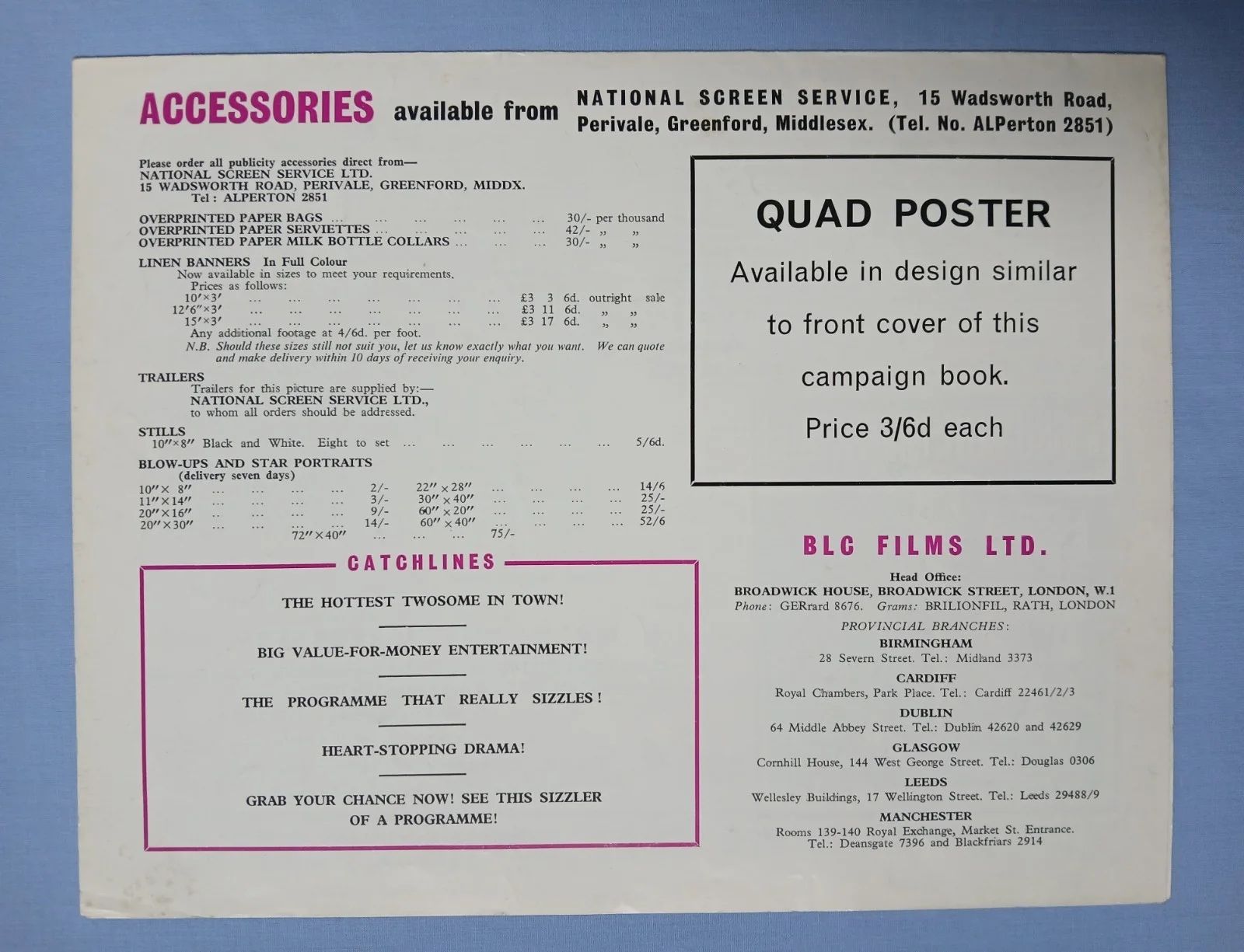 L-SHAPED ROOM / LIVE NOW PAY LATER (1962) original UK Campaign Press Book, изображение 4