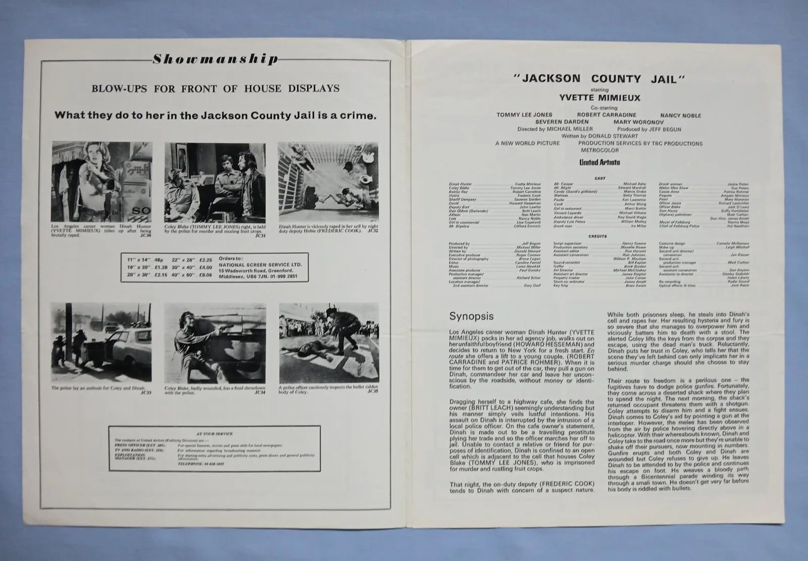 JACKSON COUNTY JAIL (1976) original UK Campaign Press Book - Yvette Mimieux, image 3