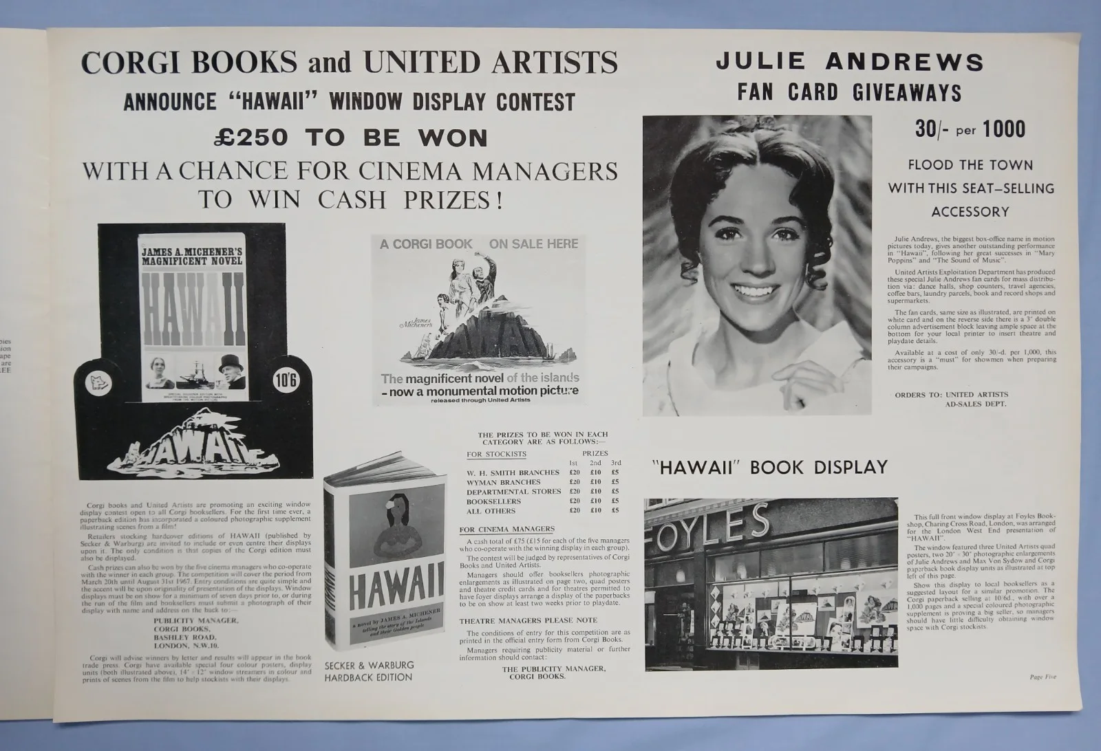 HAWAII (1966) original UK Campaign Press Book - Julie Andrews, Max Von Sydow, image 3