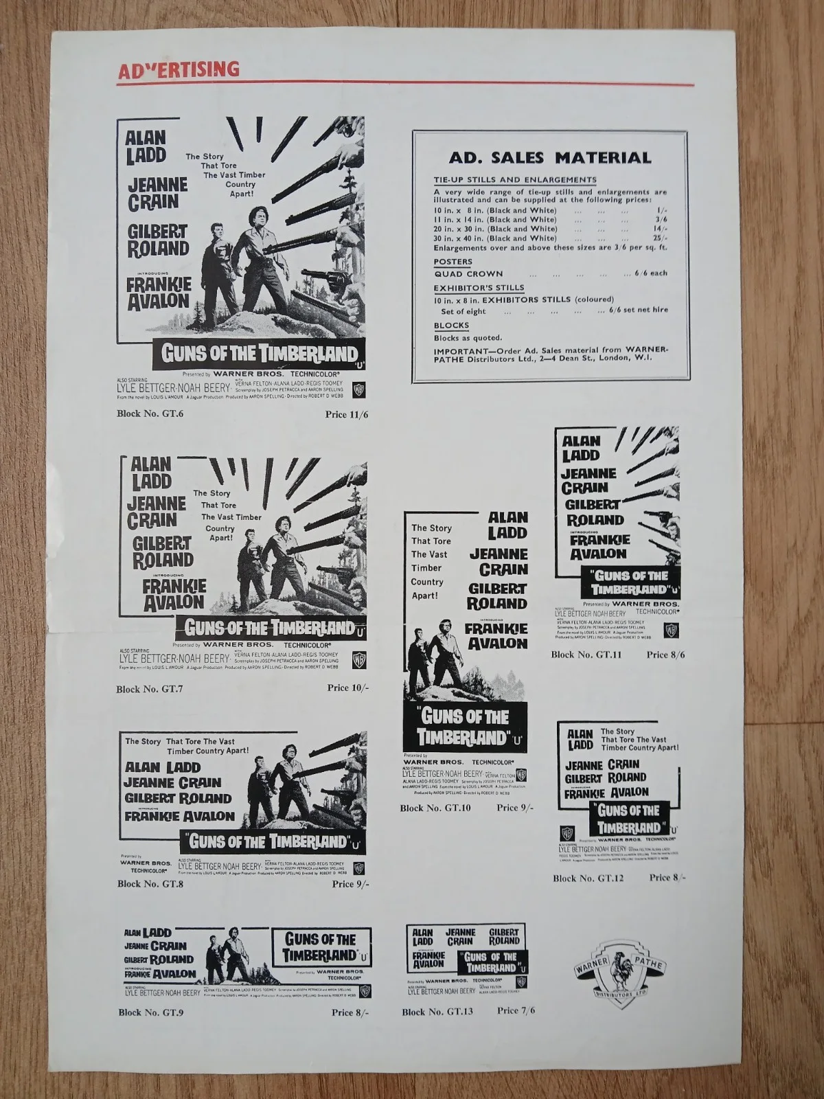 GUNS OF THE TIMBERLAND (1960) original UK Exhibitors Campaign Press Book, изображение 3